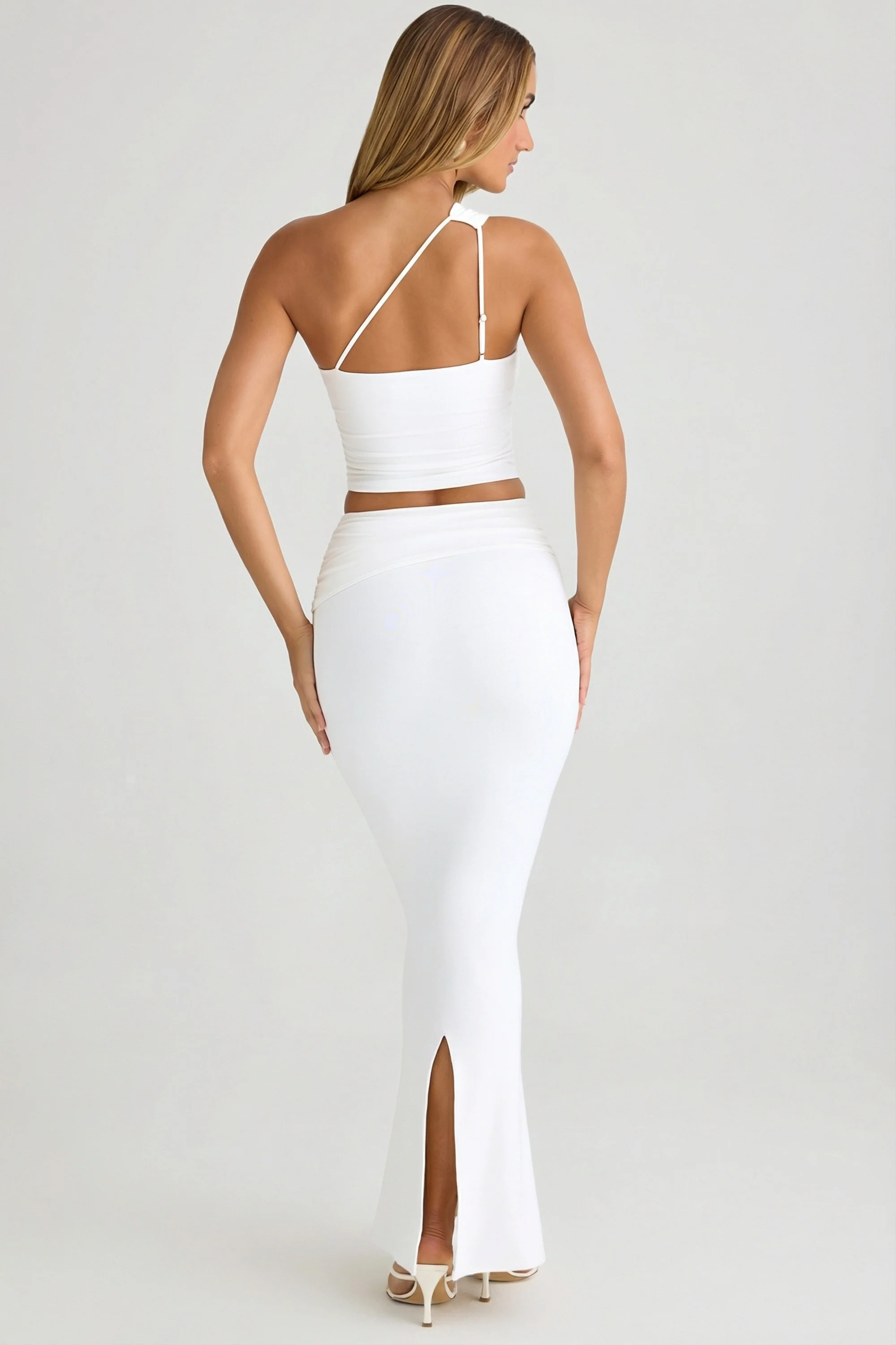 Modal Twist-Front Maxi Skirt in White - Image 2