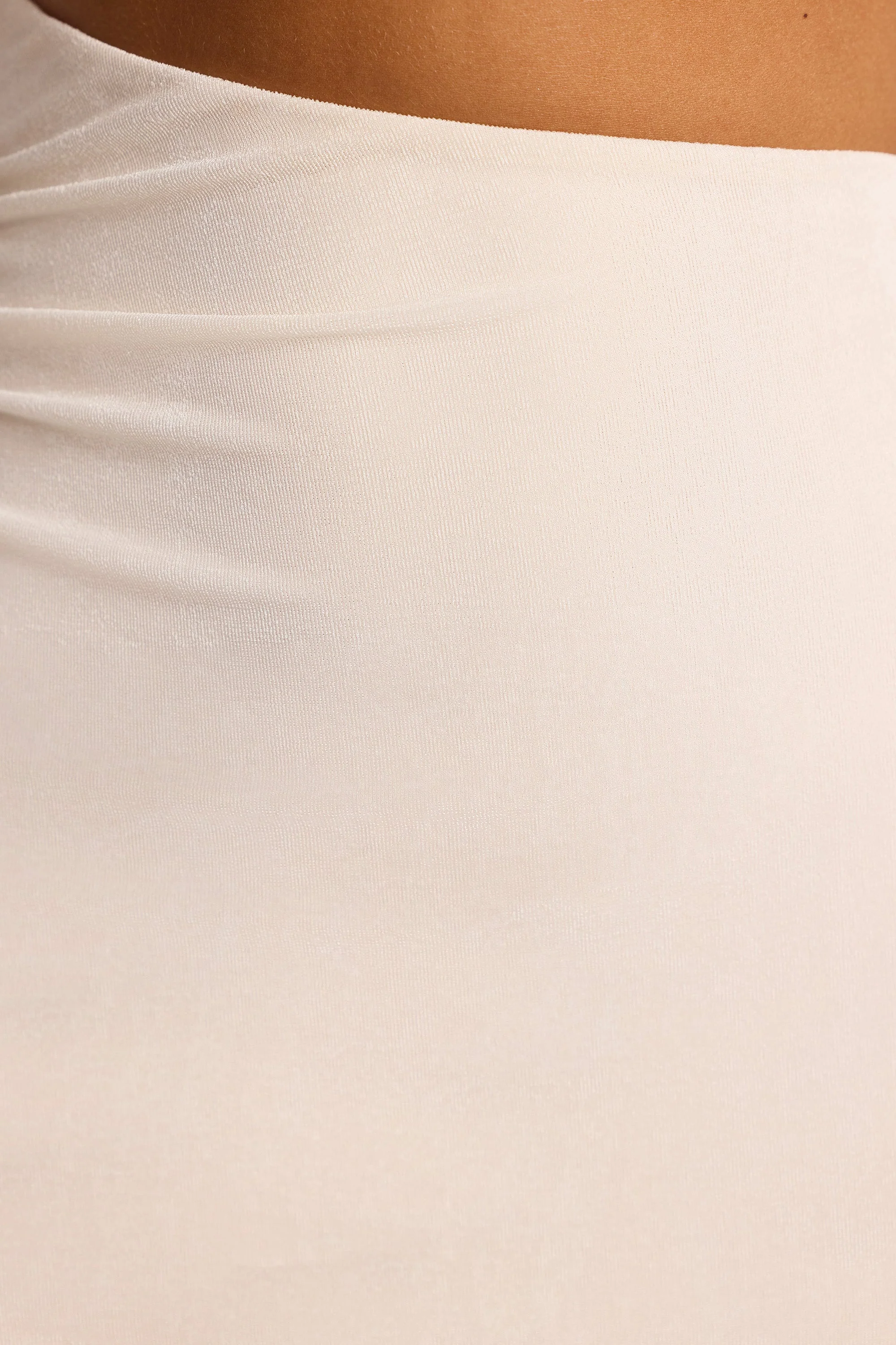 Textured Jersey Asymmetric Cut Out Mini Dress in Ivory - Image 5