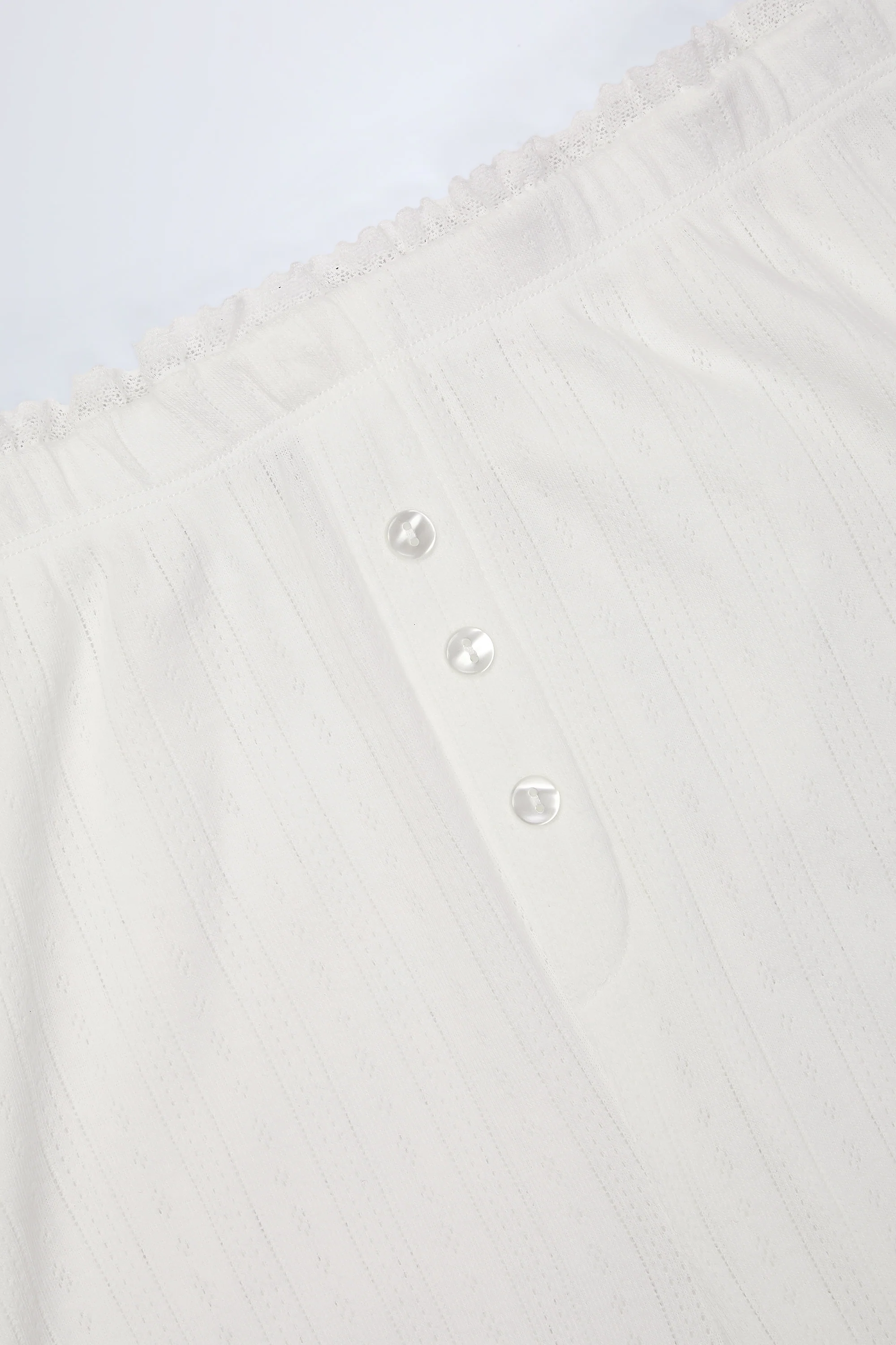 Pointelle Mid-Rise Straight-Leg Trousers in White - Image 5