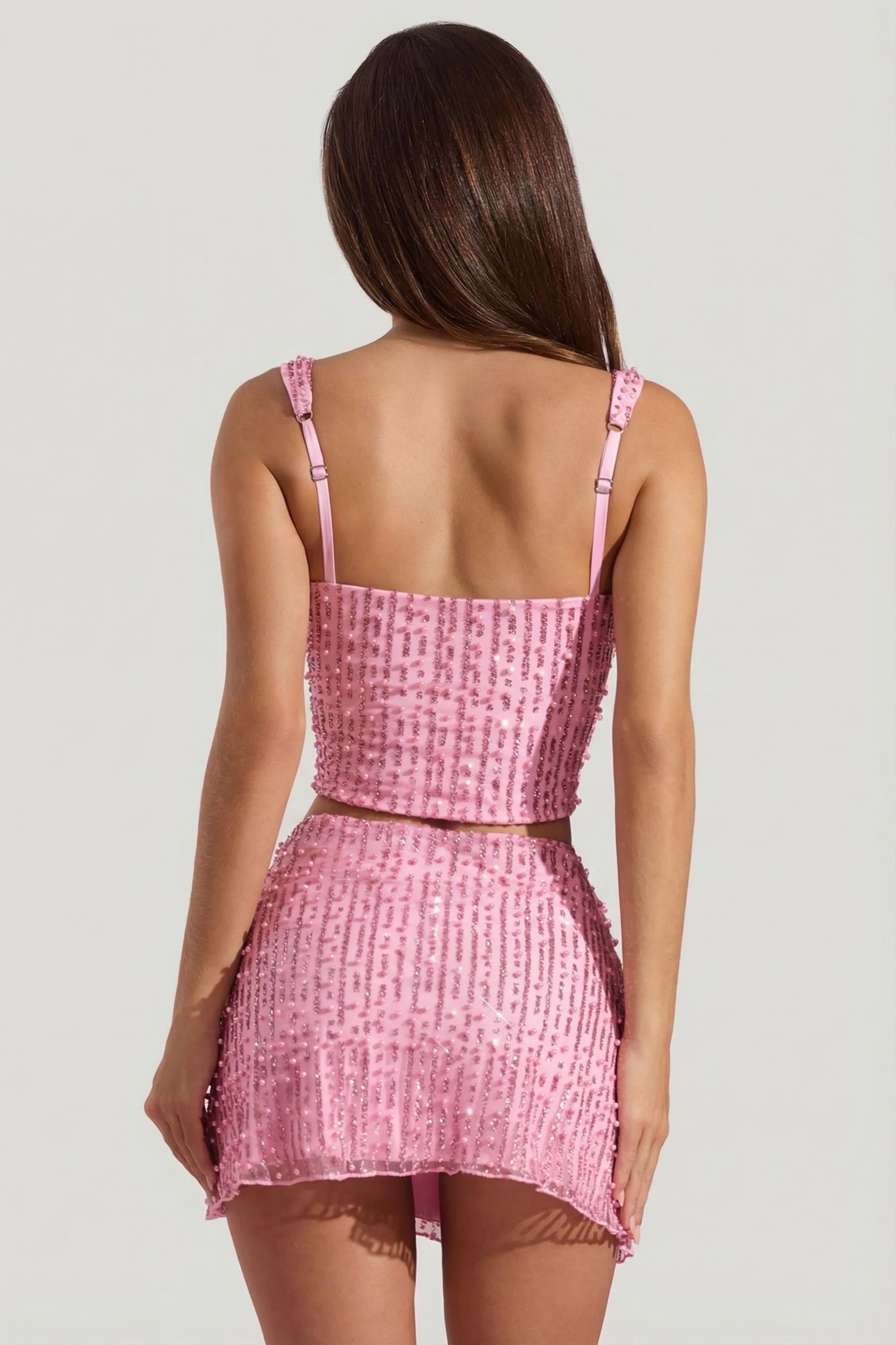 Embellished Square-Neck Crop Top in Pink - Image 2
