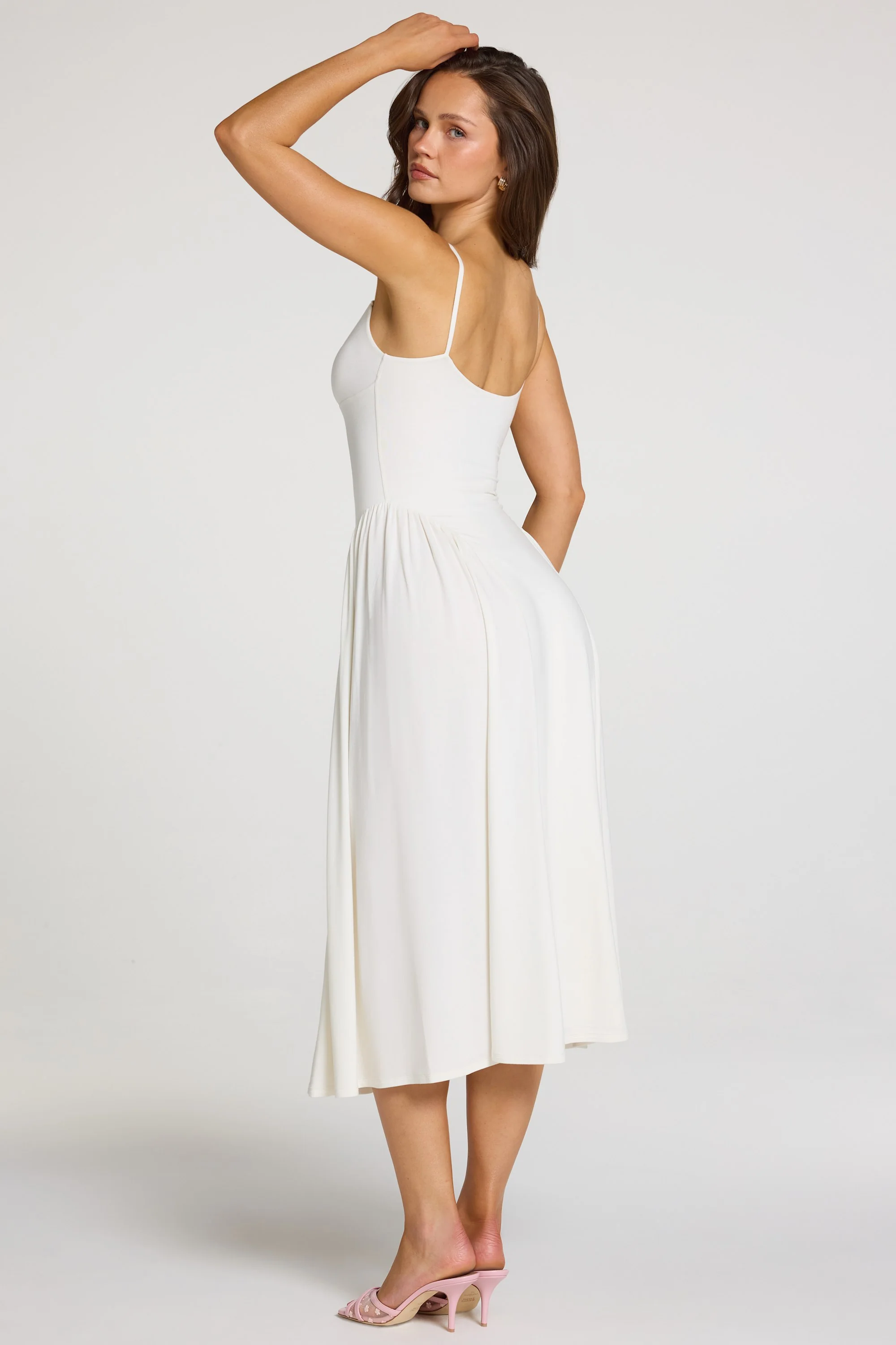 Modal Lace-Trim Midaxi Dress in White - Image 2