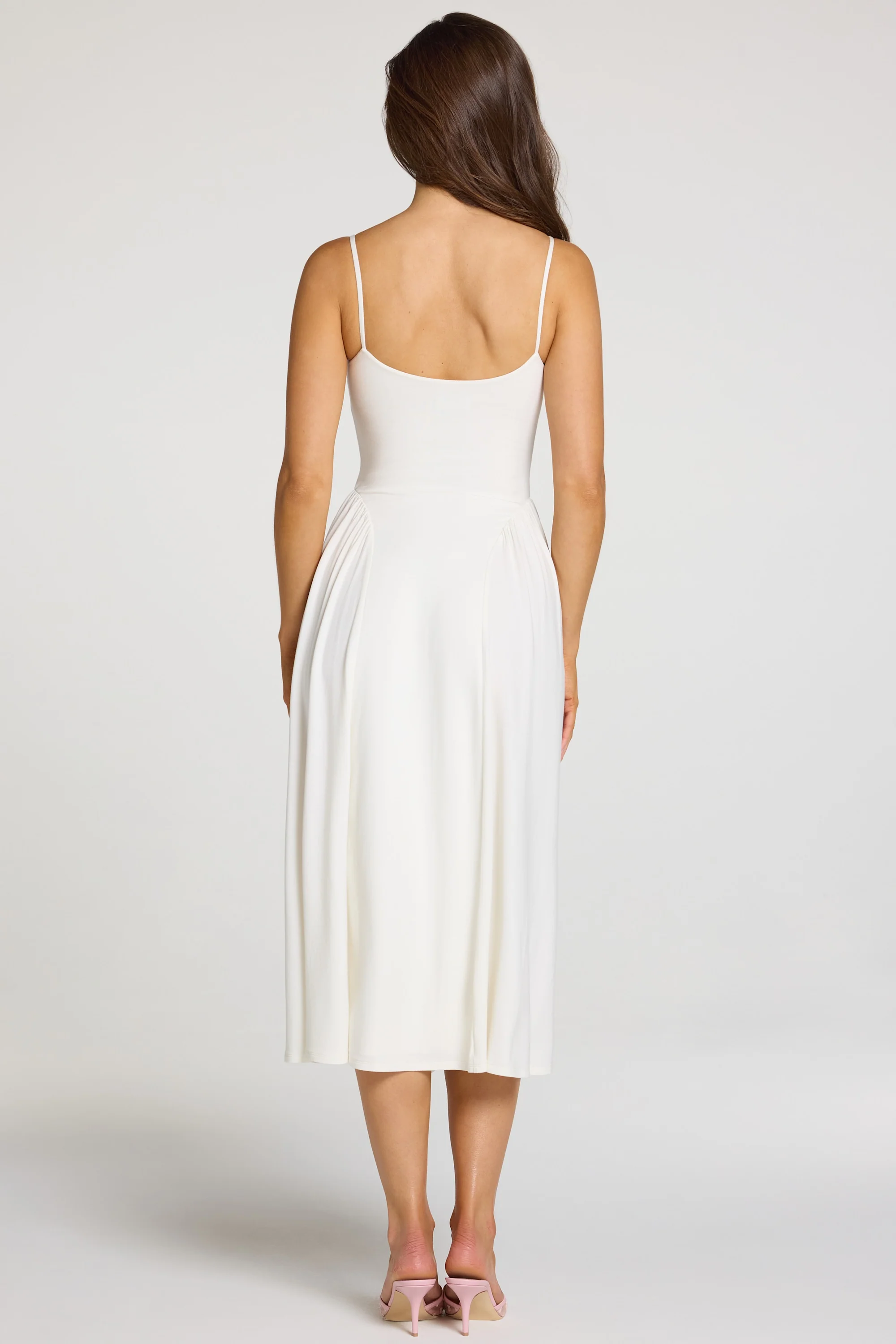Modal Lace-Trim Midaxi Dress in White - Image 3