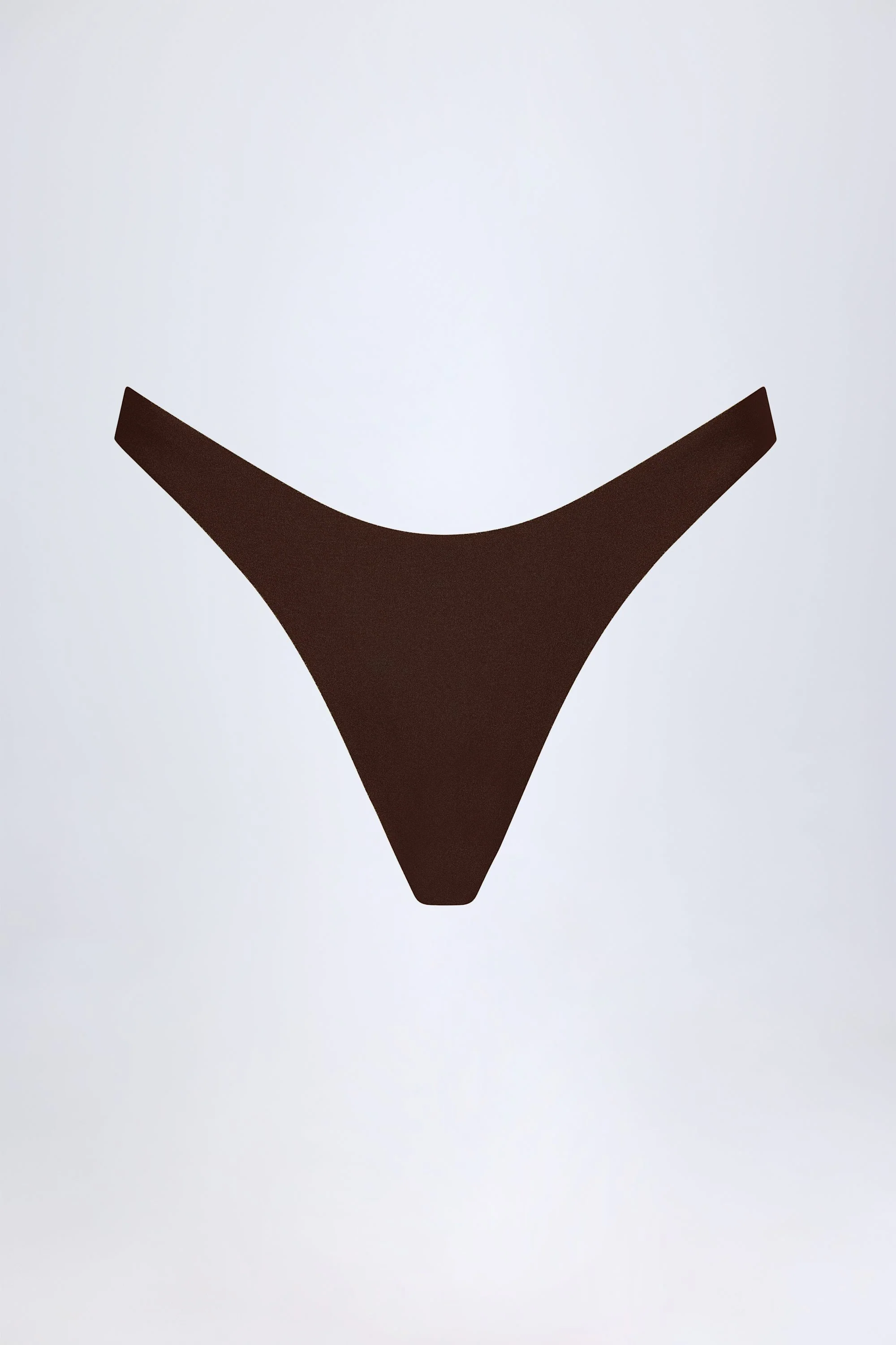 High-Leg Cheeky Bikini Bottoms in Dark Chocolate - Image 3