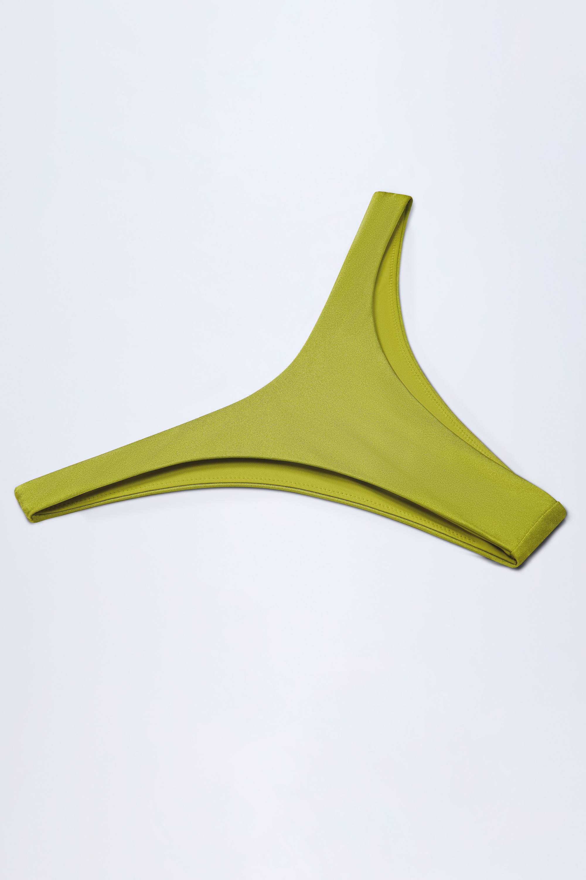 High-Leg Cheeky Bikini Bottoms in Olive Green - Image 5
