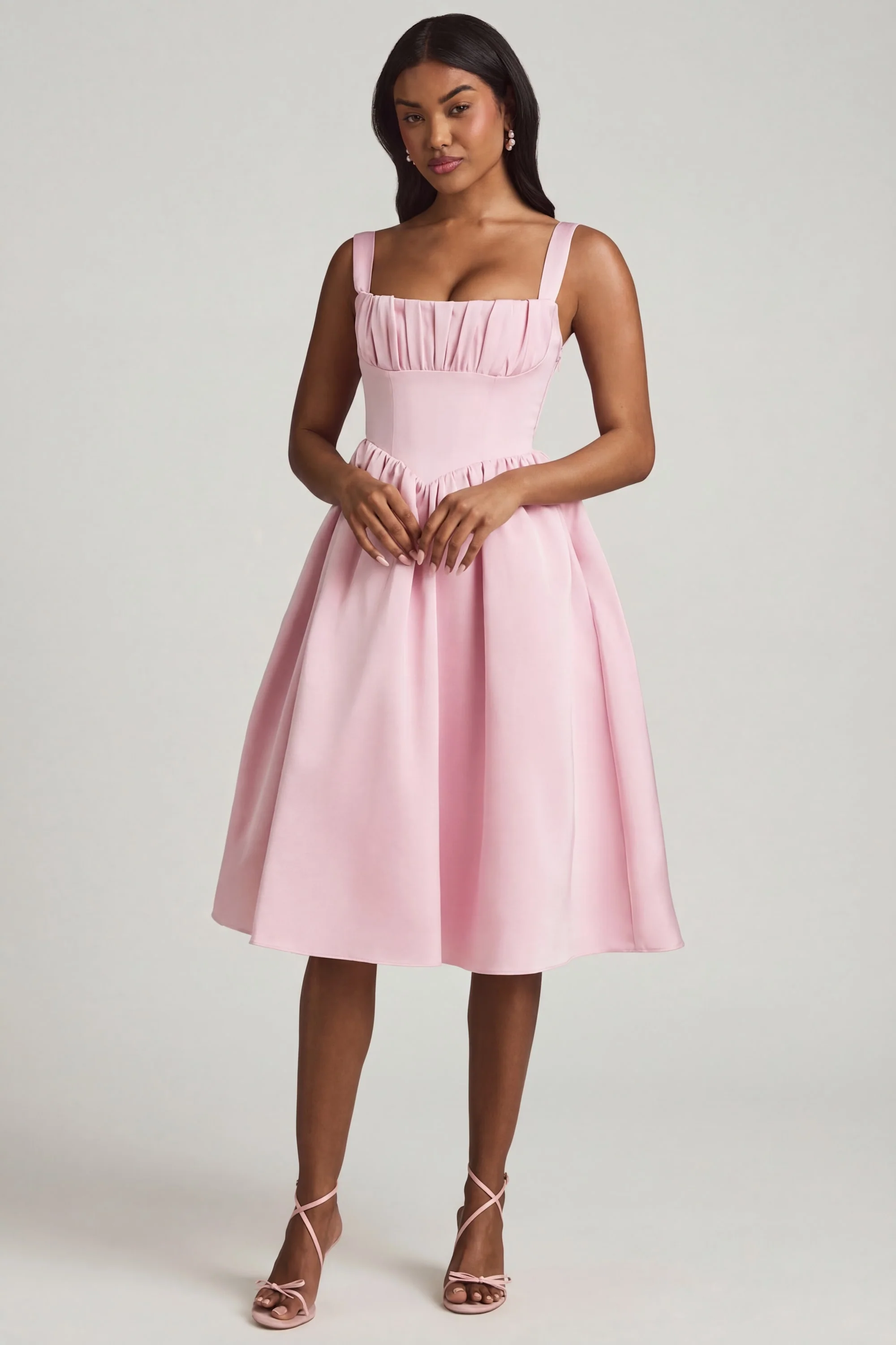 Draped Corset Midaxi Dress in Blush - Image 5