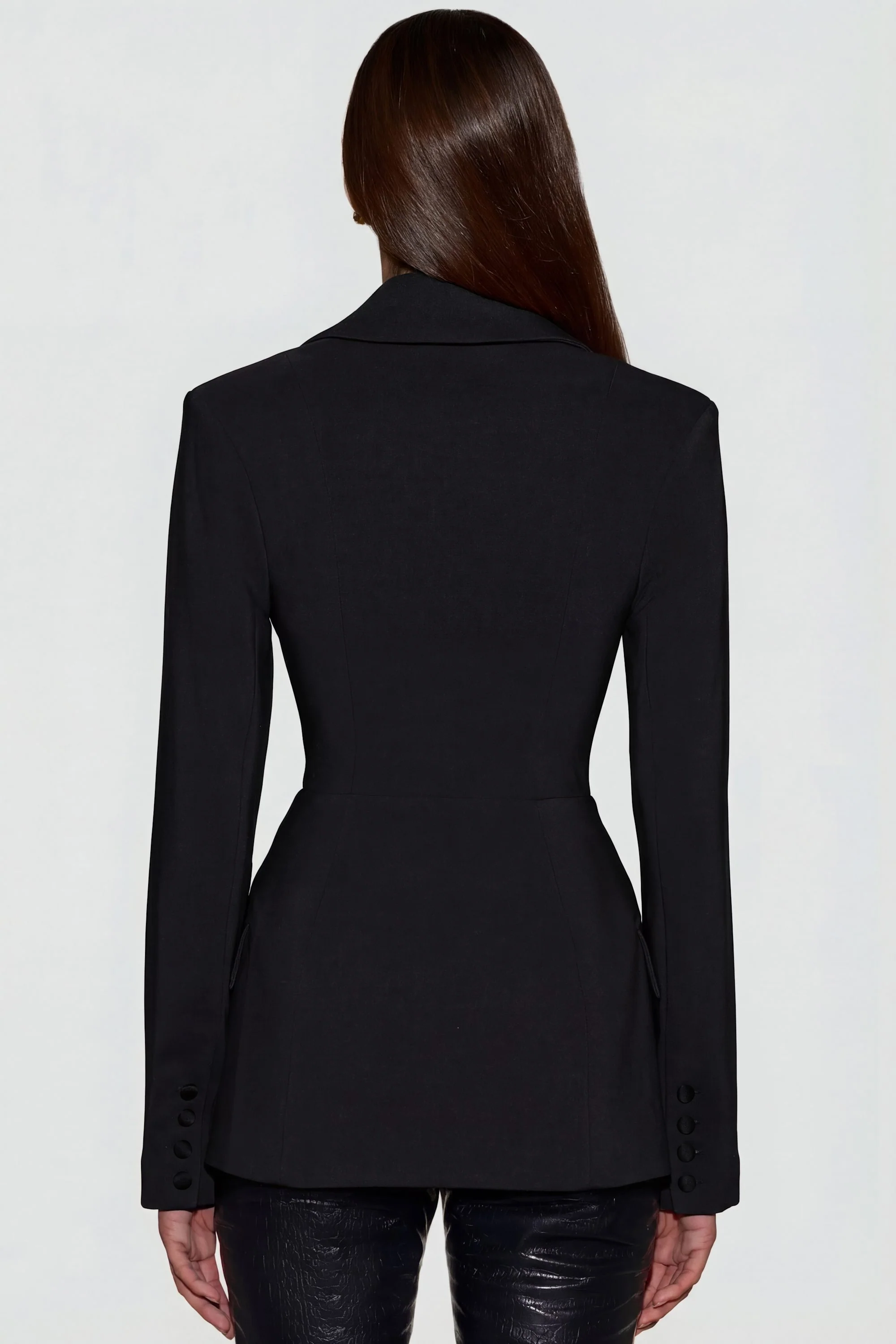 Structured Double-Breasted Blazer in Black - Image 3