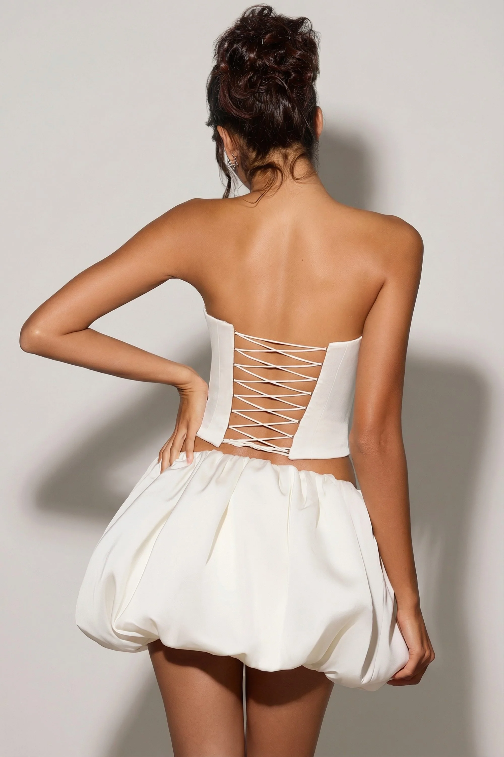 Bubble Hem Micro Mini Skirt in White - Image 3