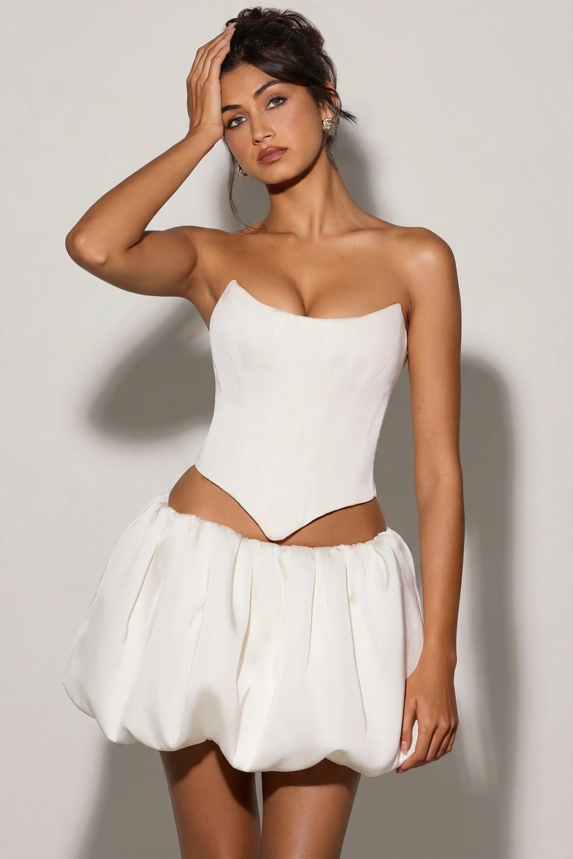 Bubble Hem Micro Mini Skirt in White - Image 5