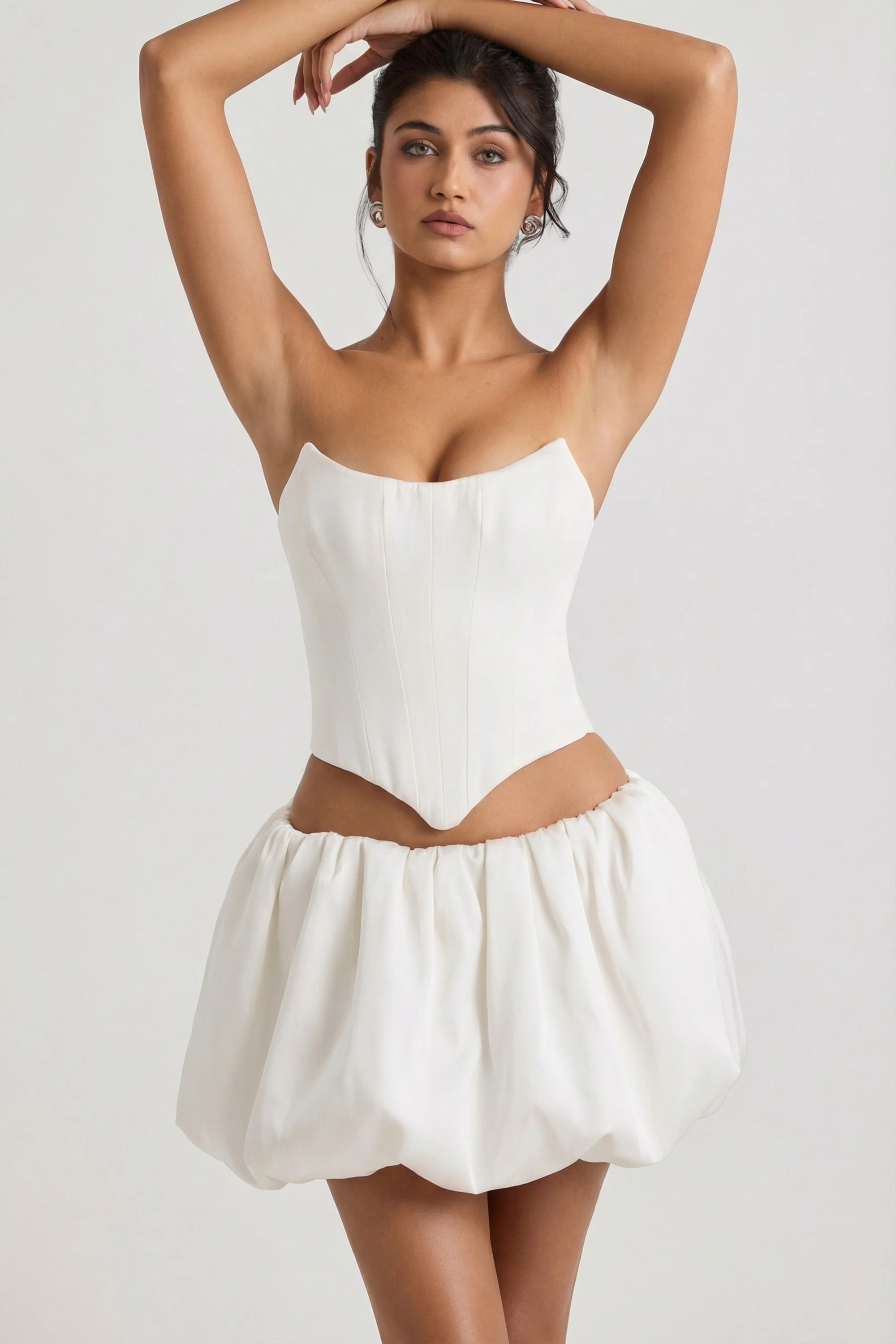 Bubble Hem Micro Mini Skirt in White - Image 6