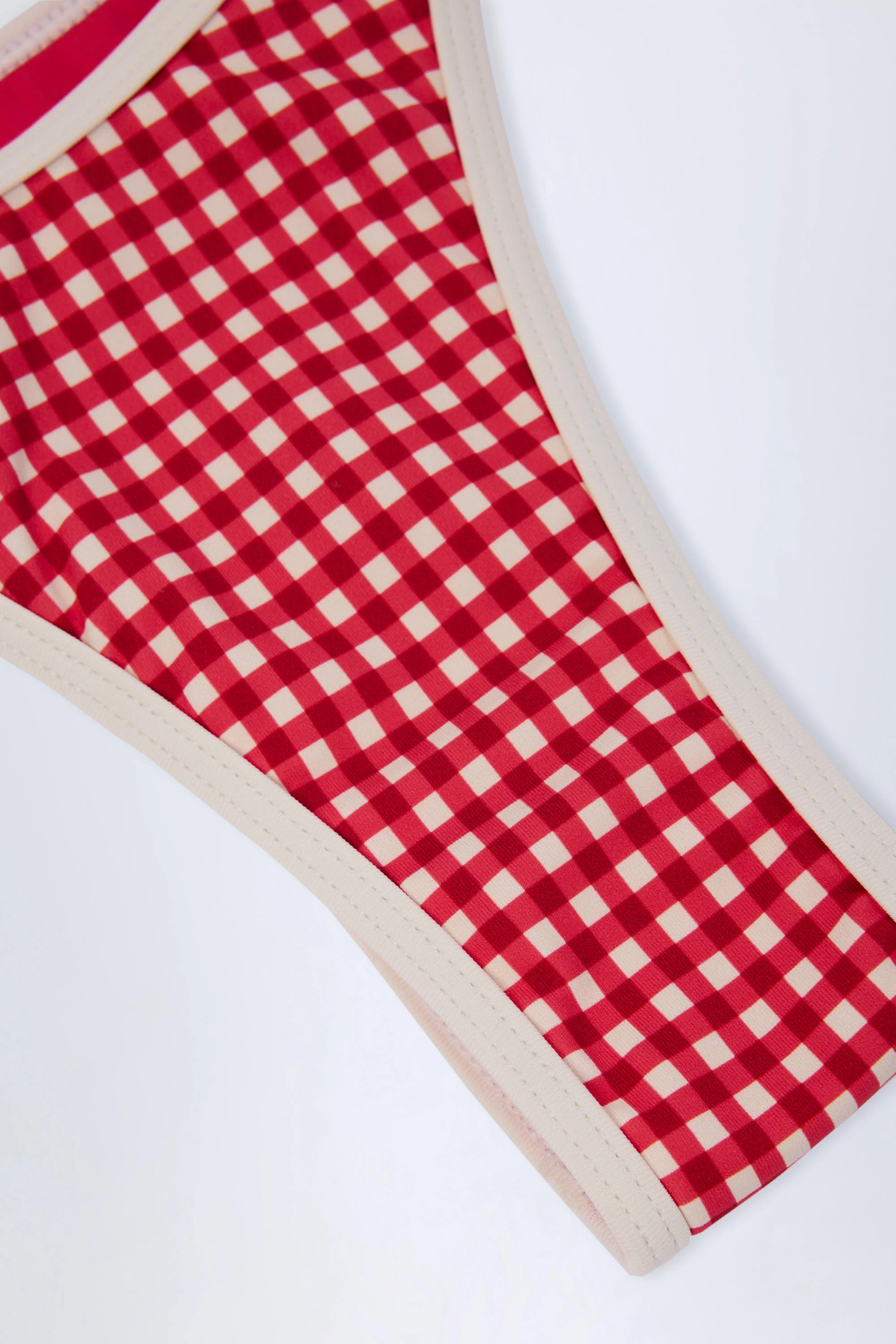 Double-Strap Cheeky Bikini Bottoms in Red Gingham - Image 5