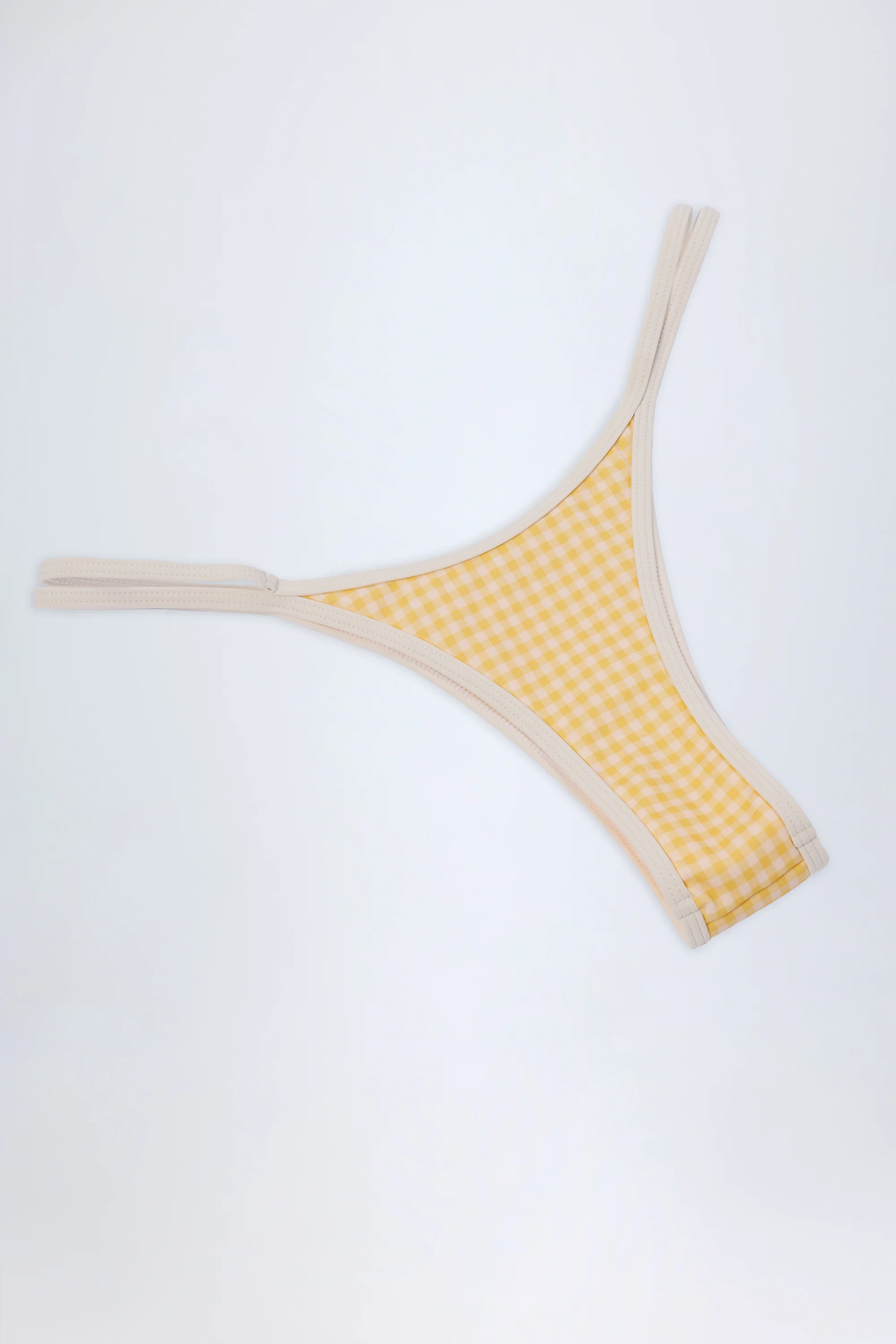 Double-Strap Cheeky Bikini Bottoms in Yellow Gingham - Image 7