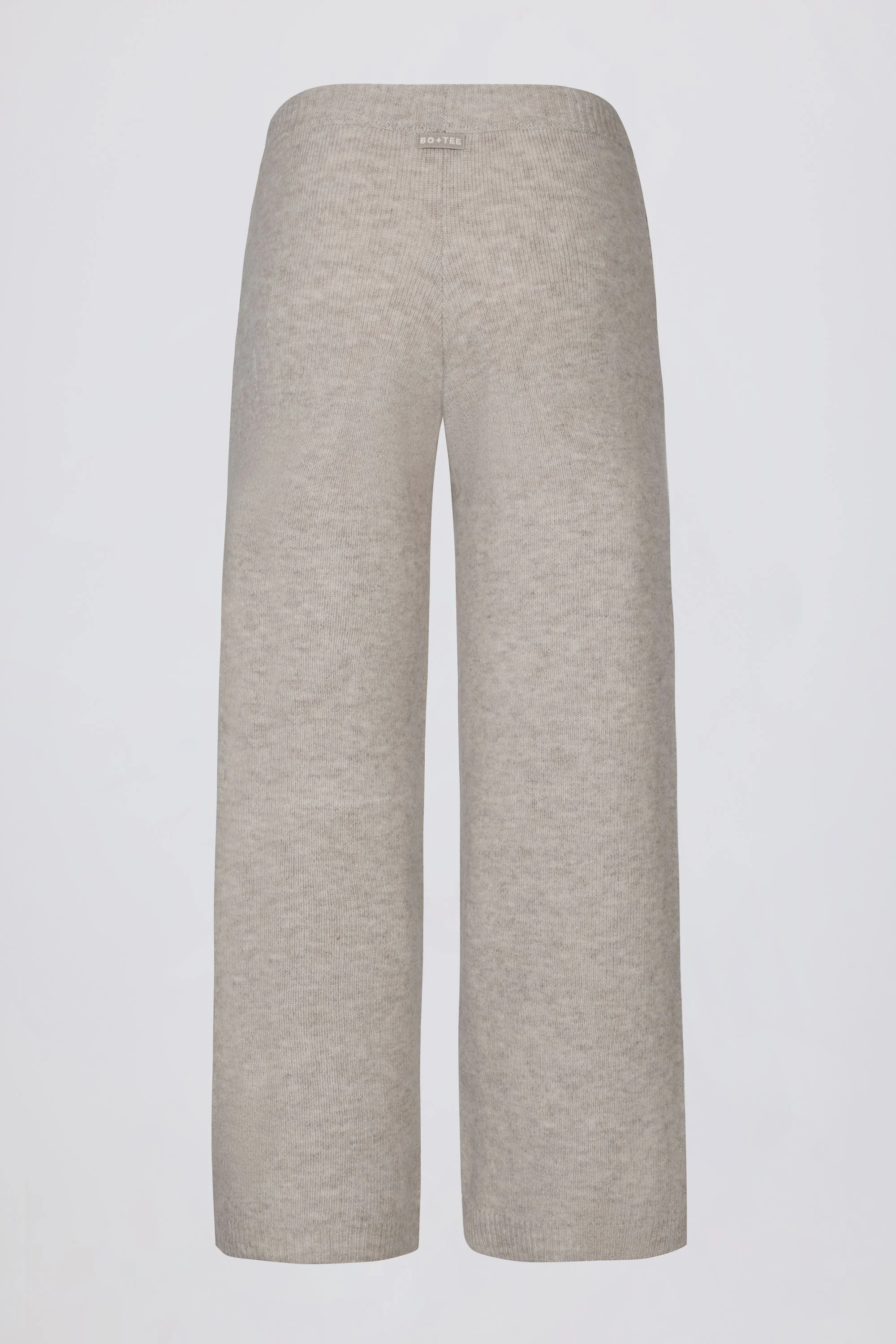 Knit Mid-Rise Wide-Leg Joggers in Beige - Image 4