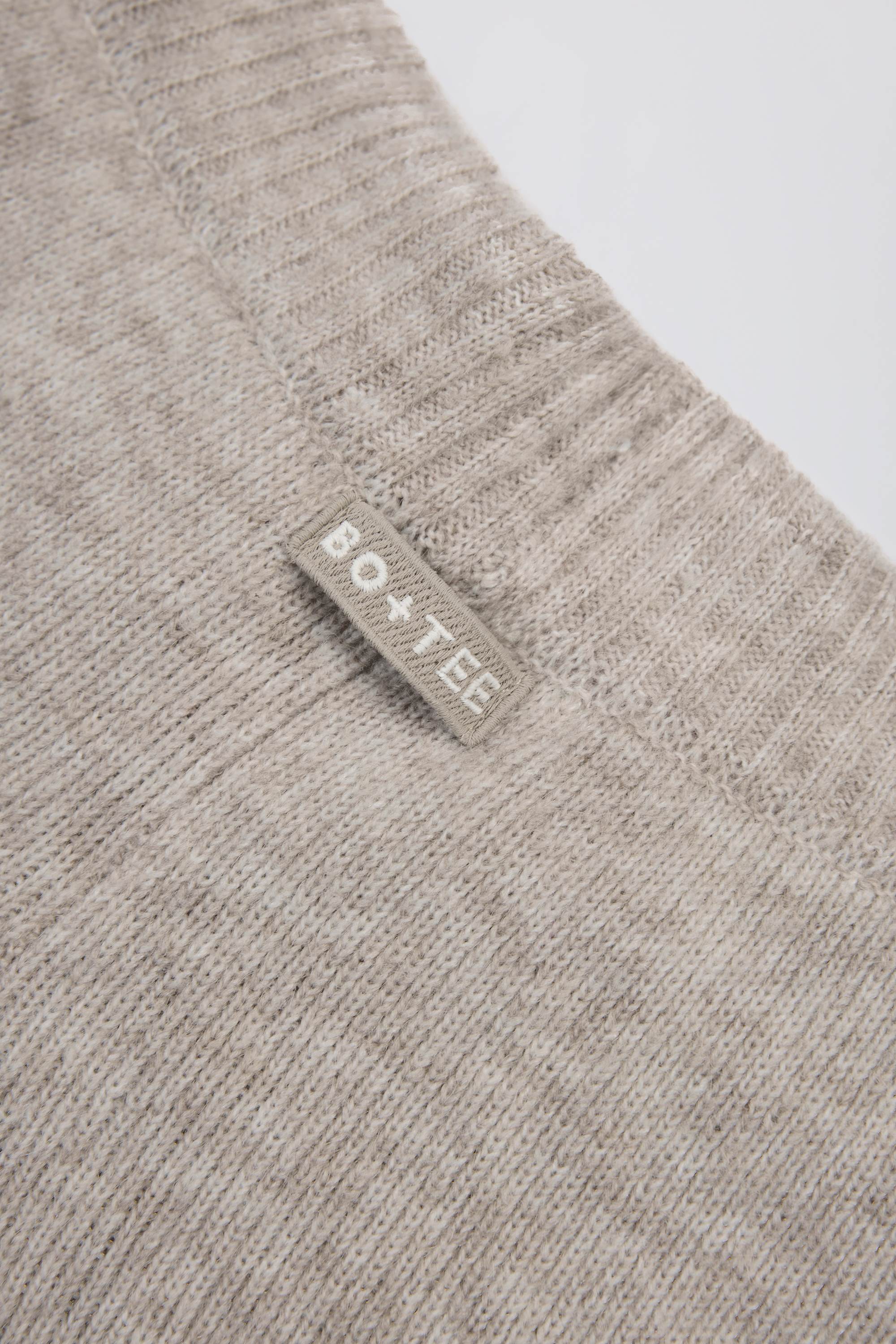 Knit Mid-Rise Wide-Leg Joggers in Beige - Image 5