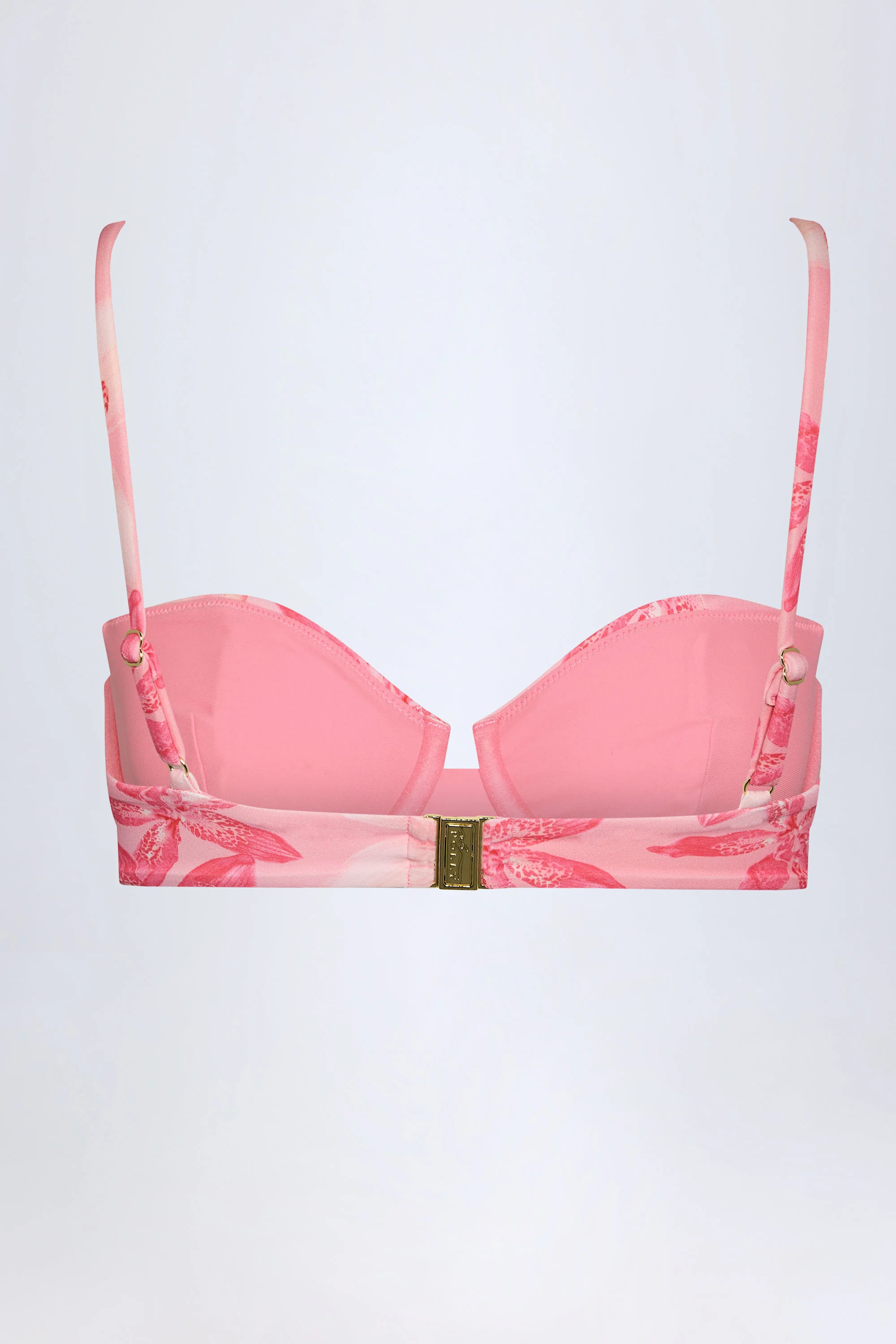 Underwired Balconette Bikini Top in Pink Orchid Print - Image 4