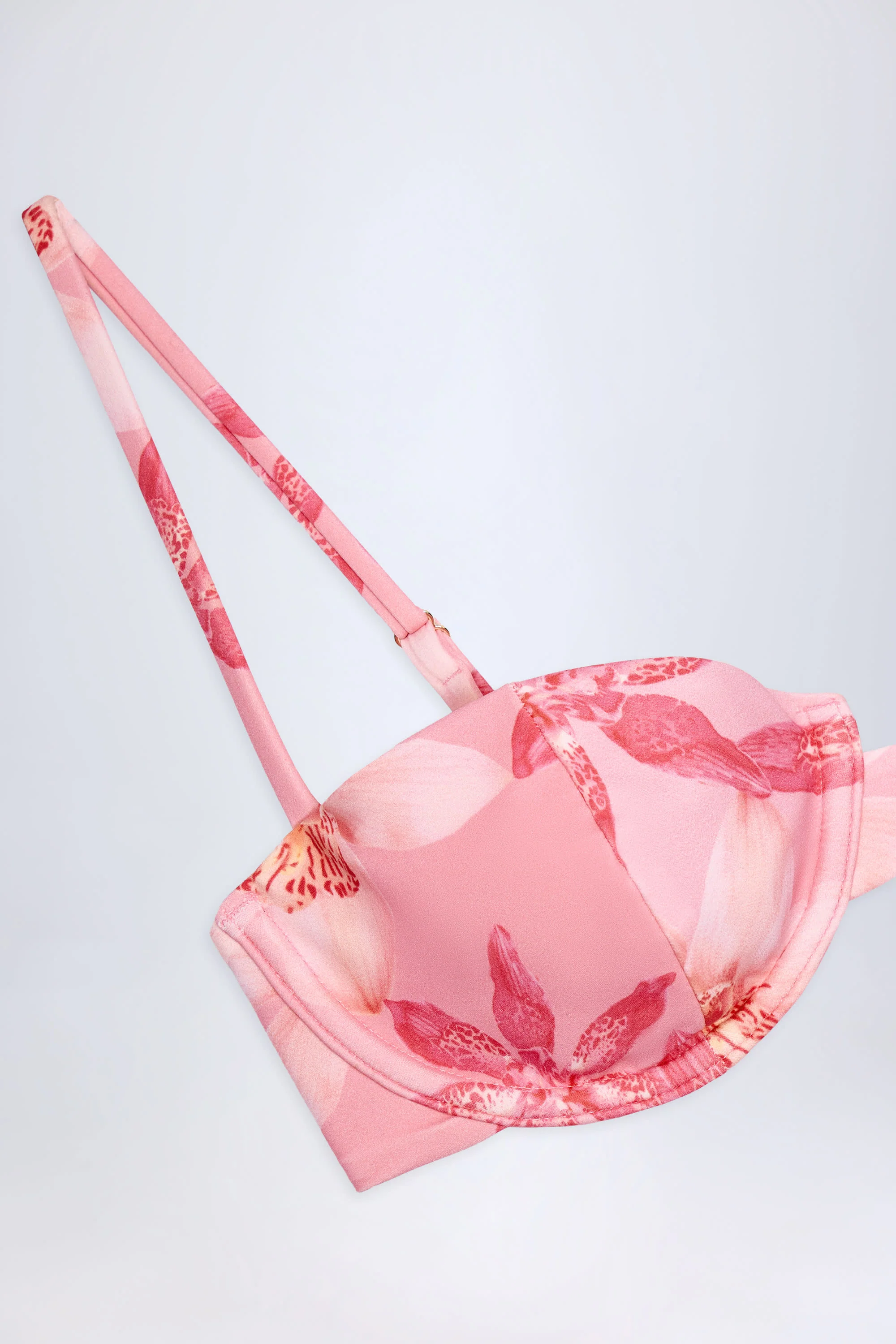 Underwired Balconette Bikini Top in Pink Orchid Print - Image 5