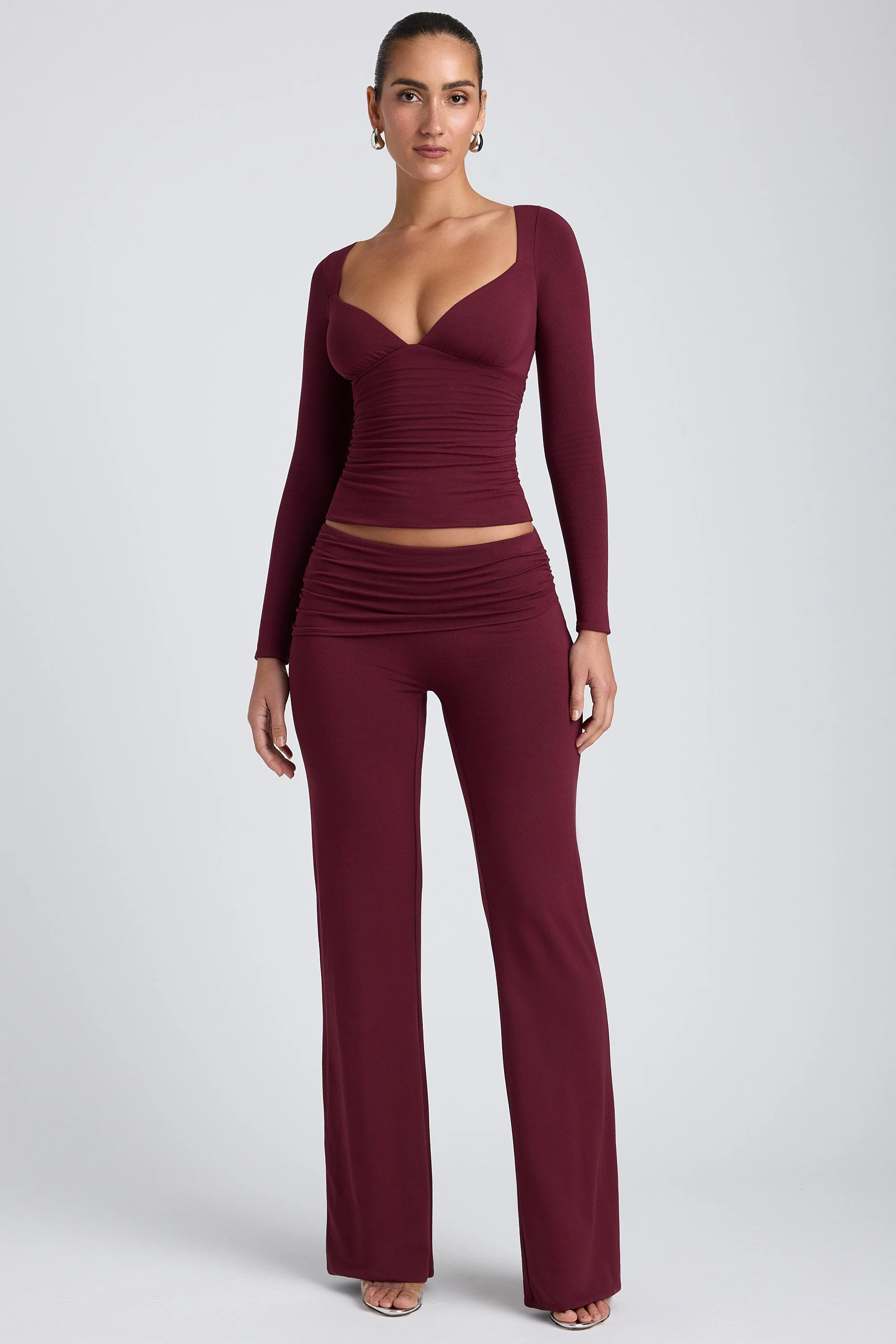 Modal Ruched Long-Sleeve Top in Plum - Image 6