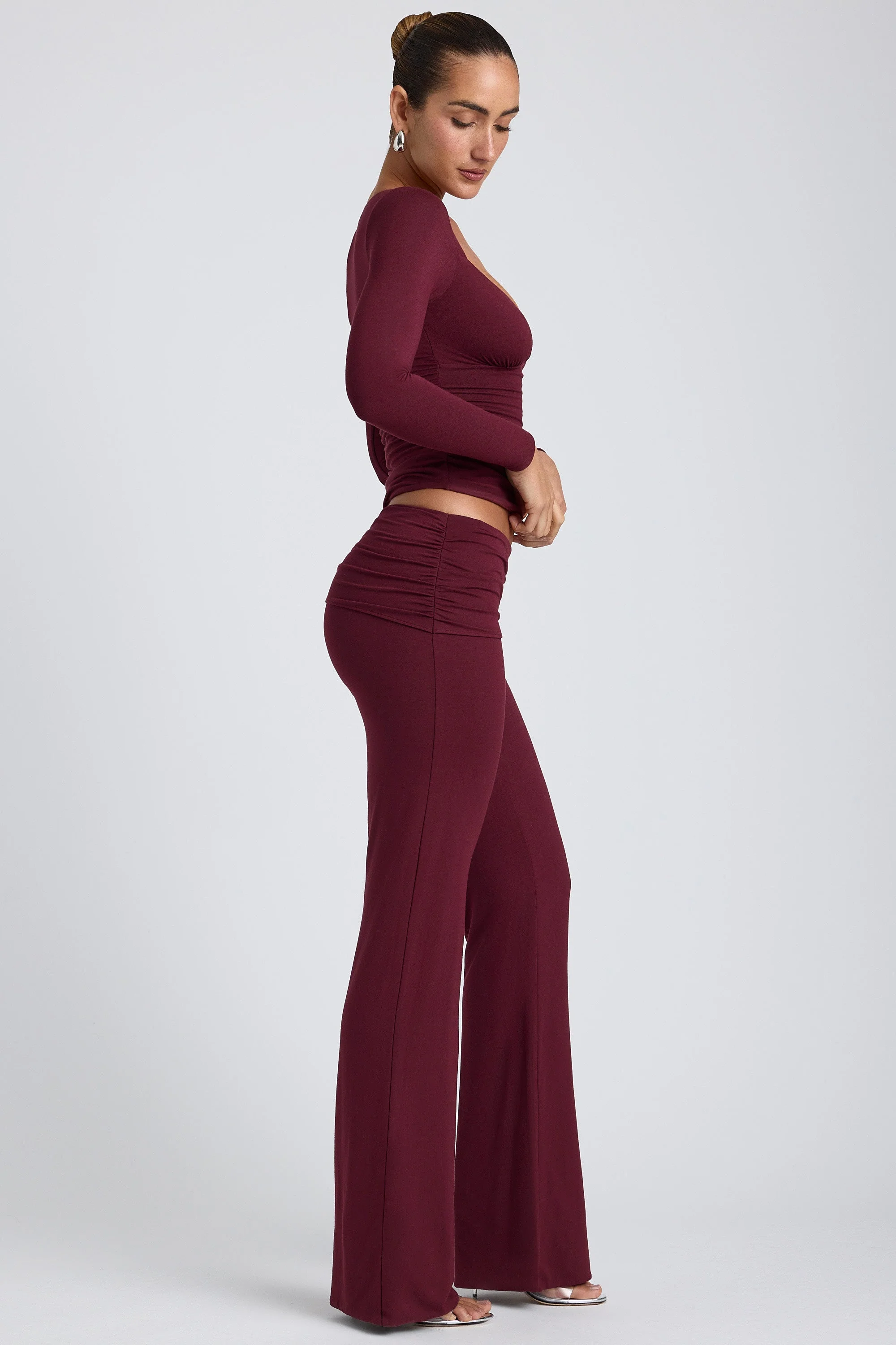 Modal Ruched Long-Sleeve Top in Plum - Image 8