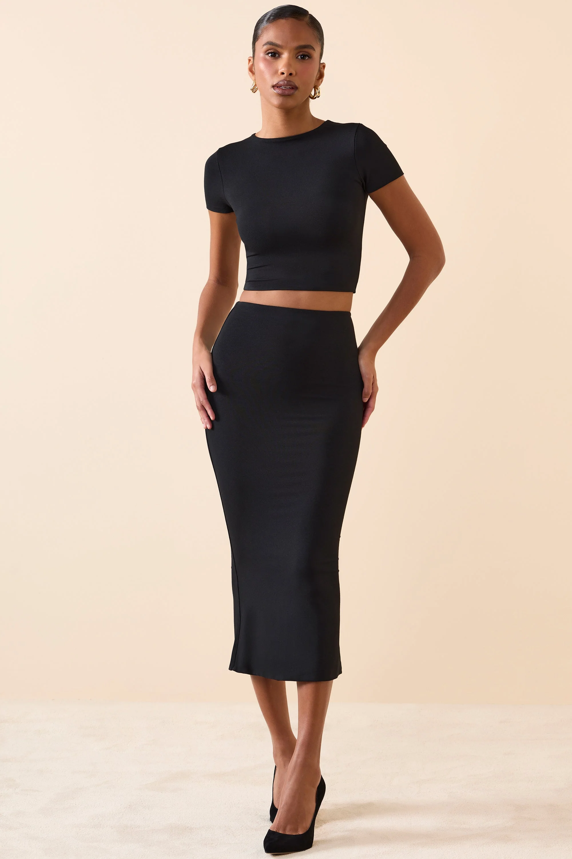Cap Sleeve Crop Top in Black - Image 5