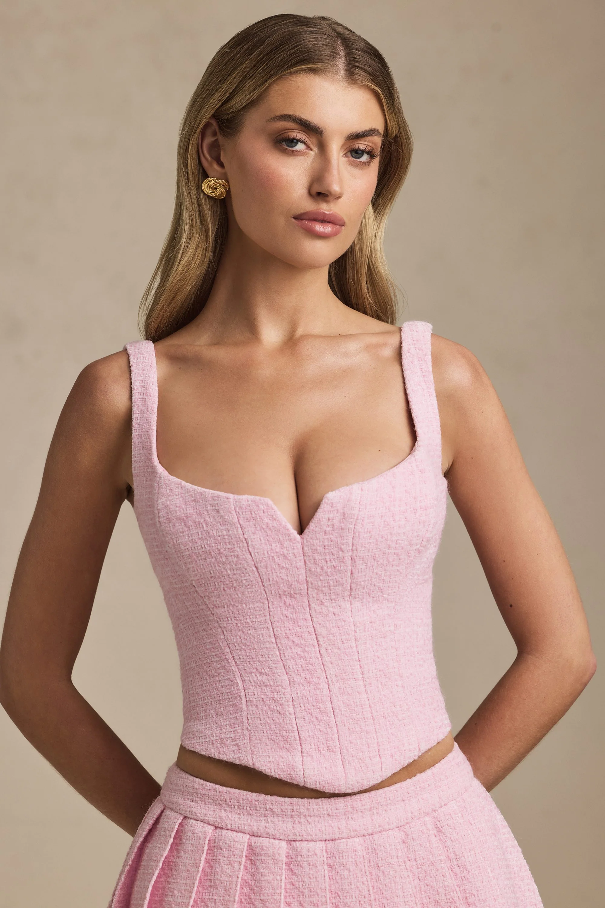 Lace-Up Corset Top in Soft Pink - Image 7