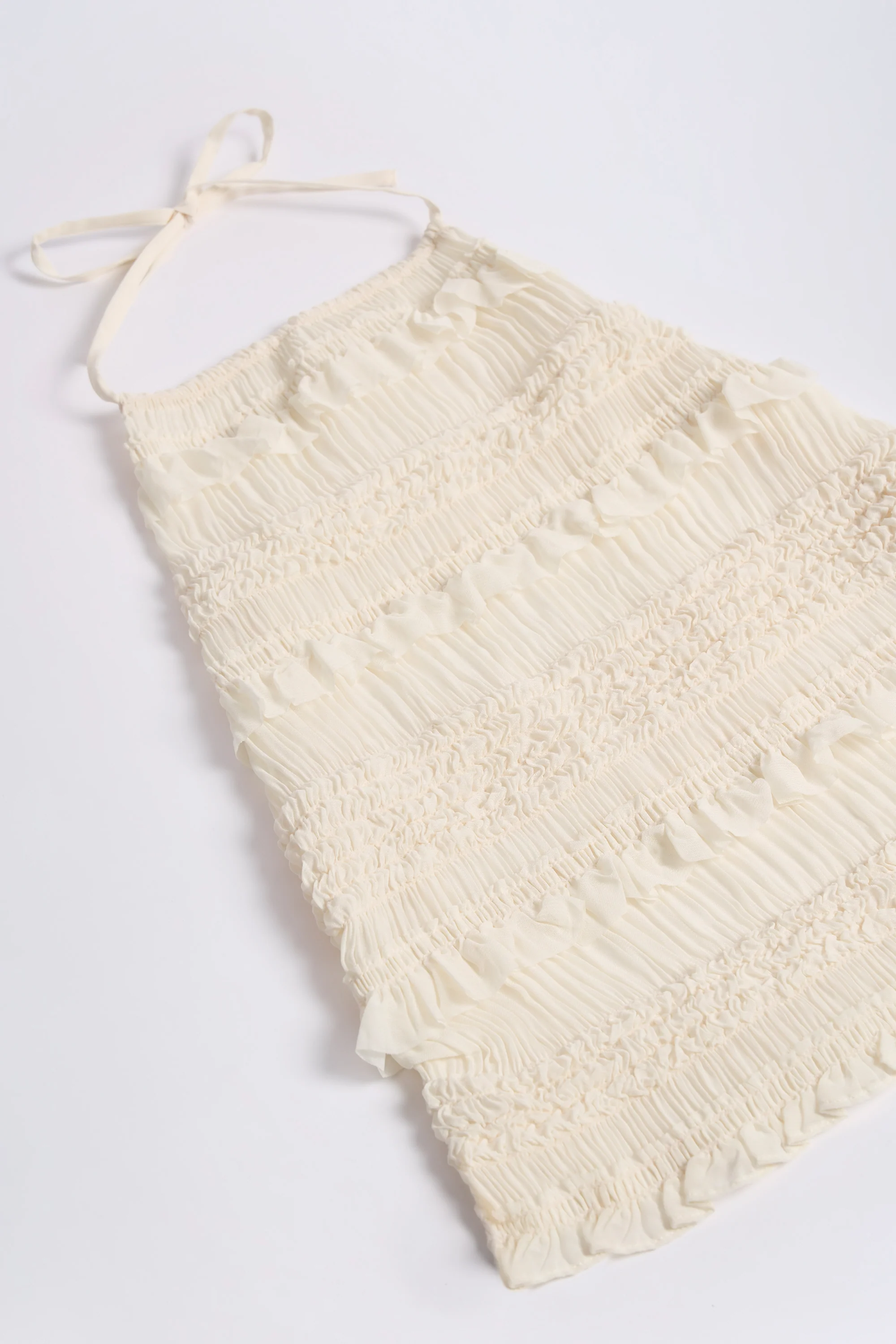 Ruffled High-Neck Backless Top in Ivory - Image 5