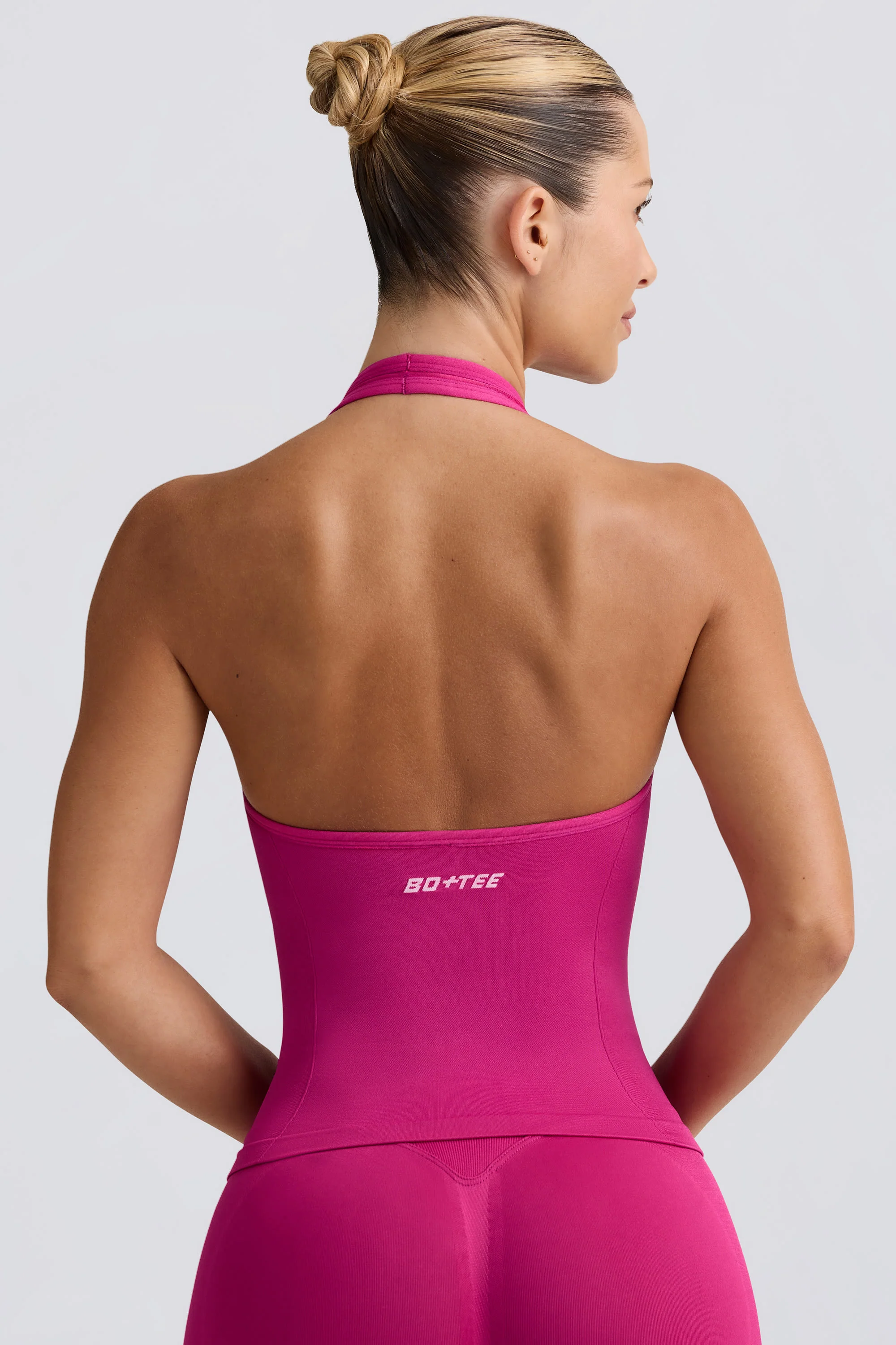Define Luxe Halterneck Tank Top in Berry - Image 2