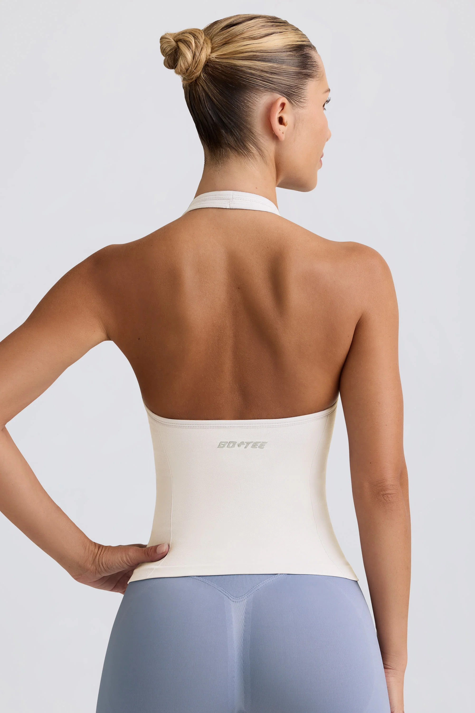 Define Luxe Halterneck Tank Top in White - Image 2