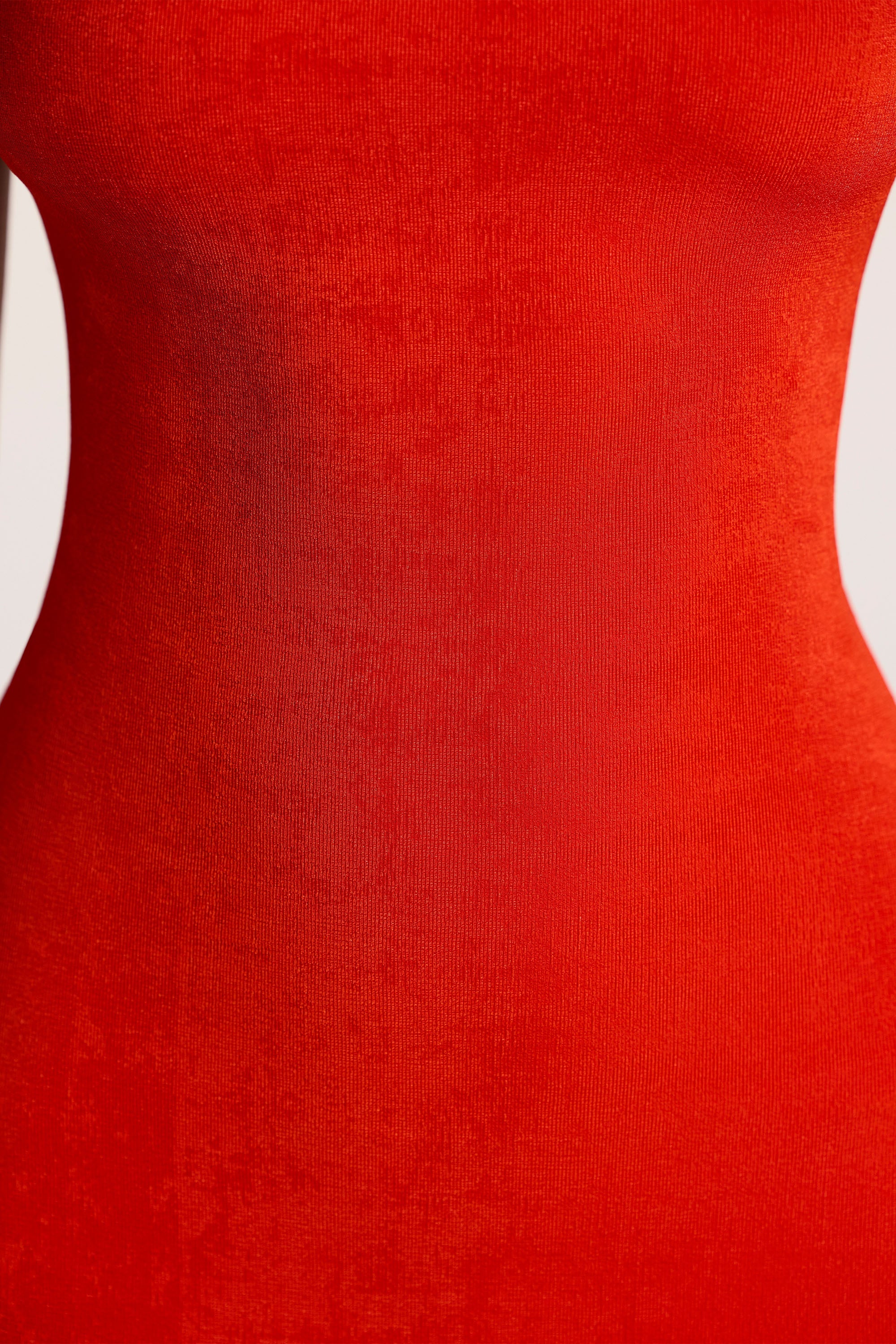 Textured Jersey Open Back Maxi Dress in Fiery Red - Image 4