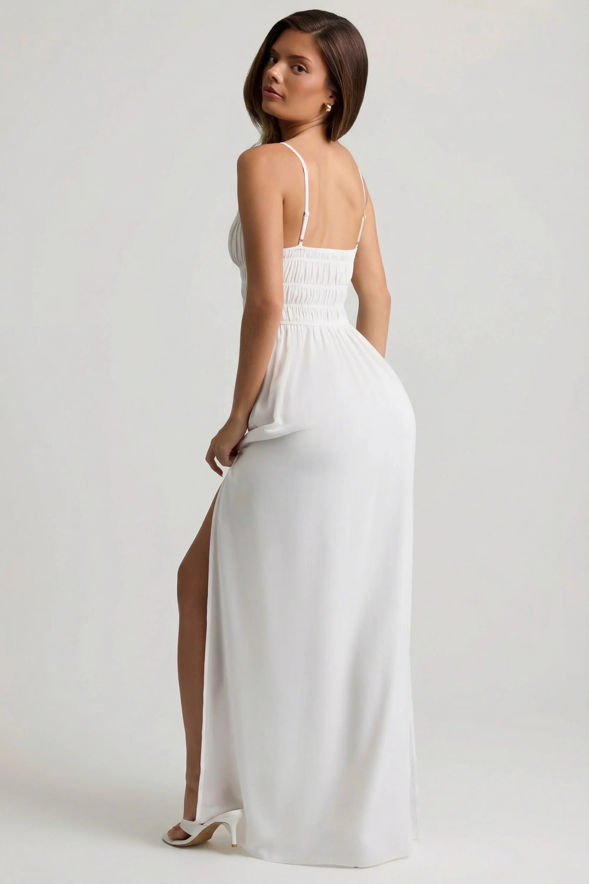 Shirred Camisole Maxi Dress in White - Image 2