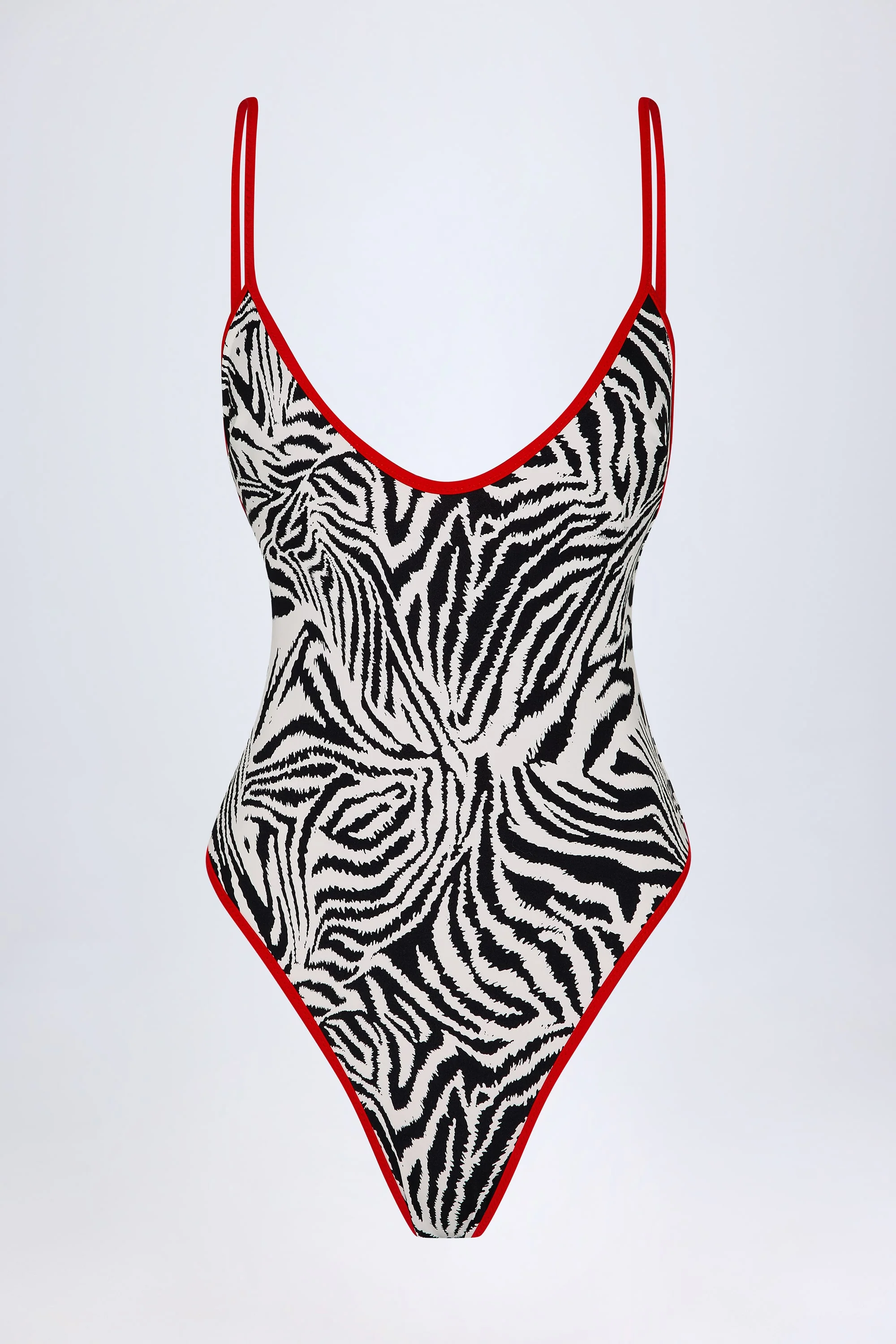 Charm-Detail Cross-Back Swimsuit in Zebra Print - Image 3