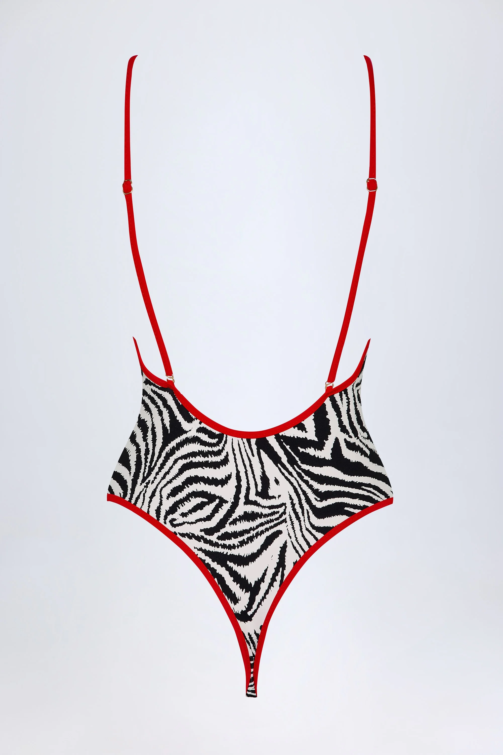 Charm-Detail Cross-Back Swimsuit in Zebra Print - Image 4