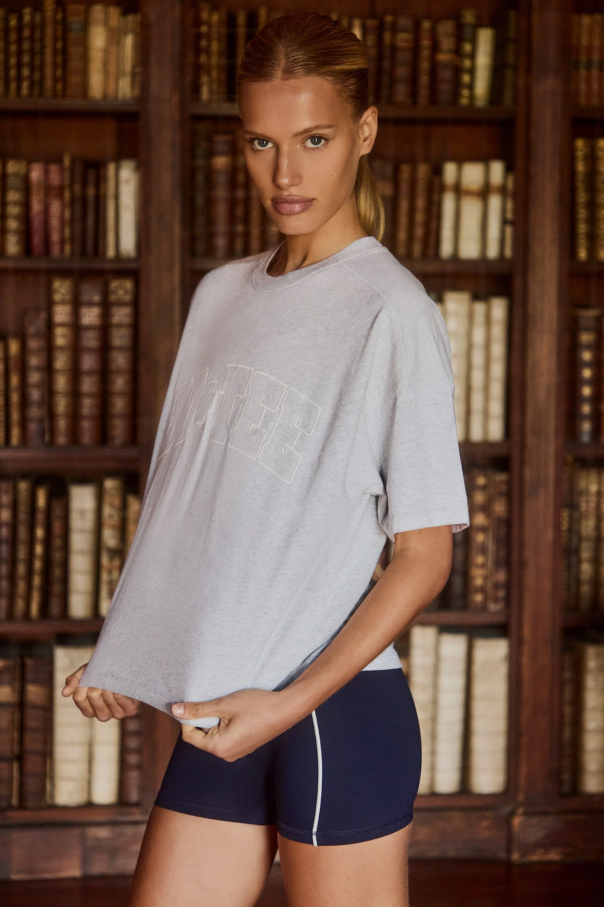 Oversized Cotton-Jersey T-Shirt in Grey Marl - Image 3