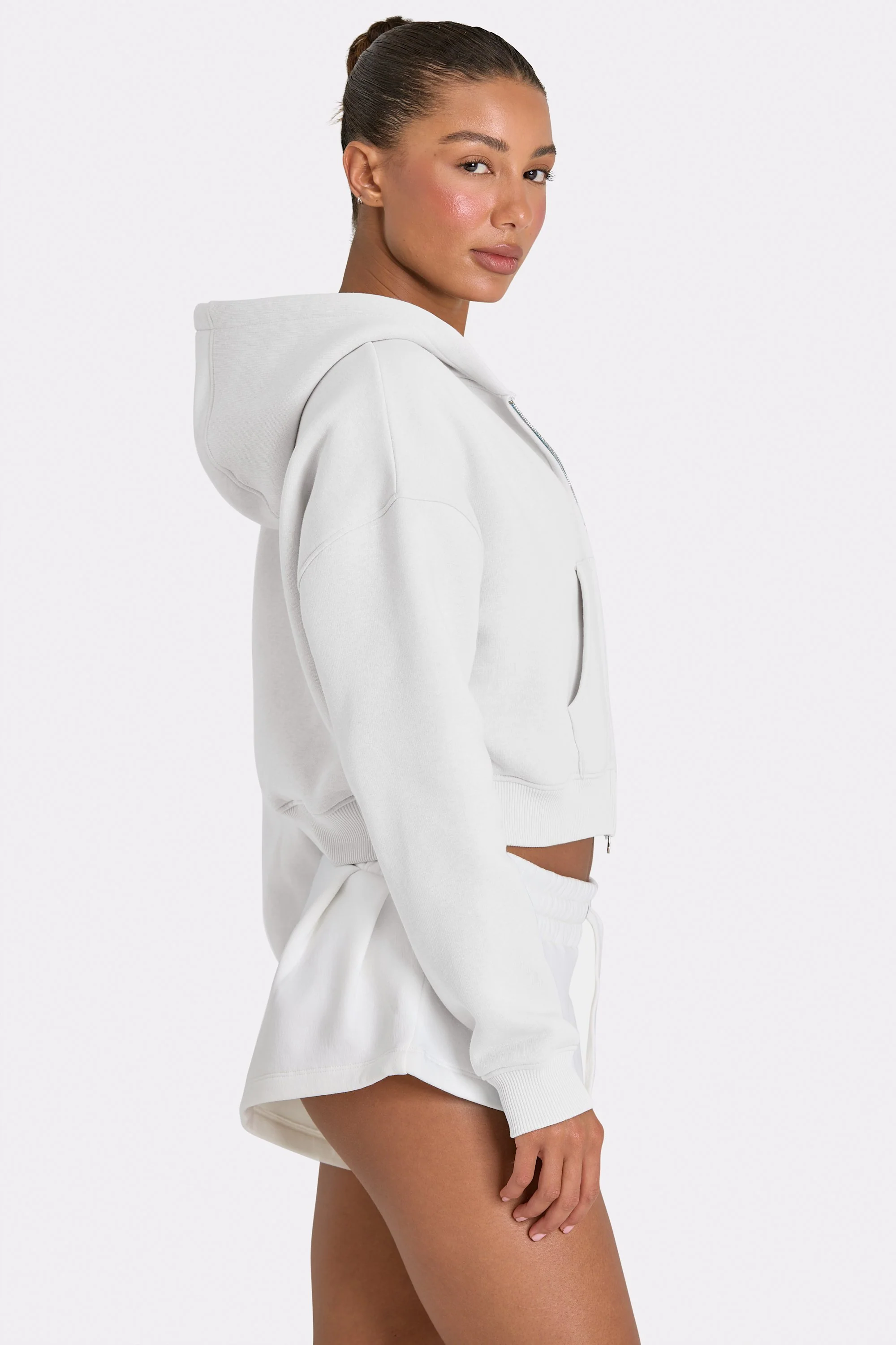 Oversized Zip-Up Hoodie in Coconut - Image 3