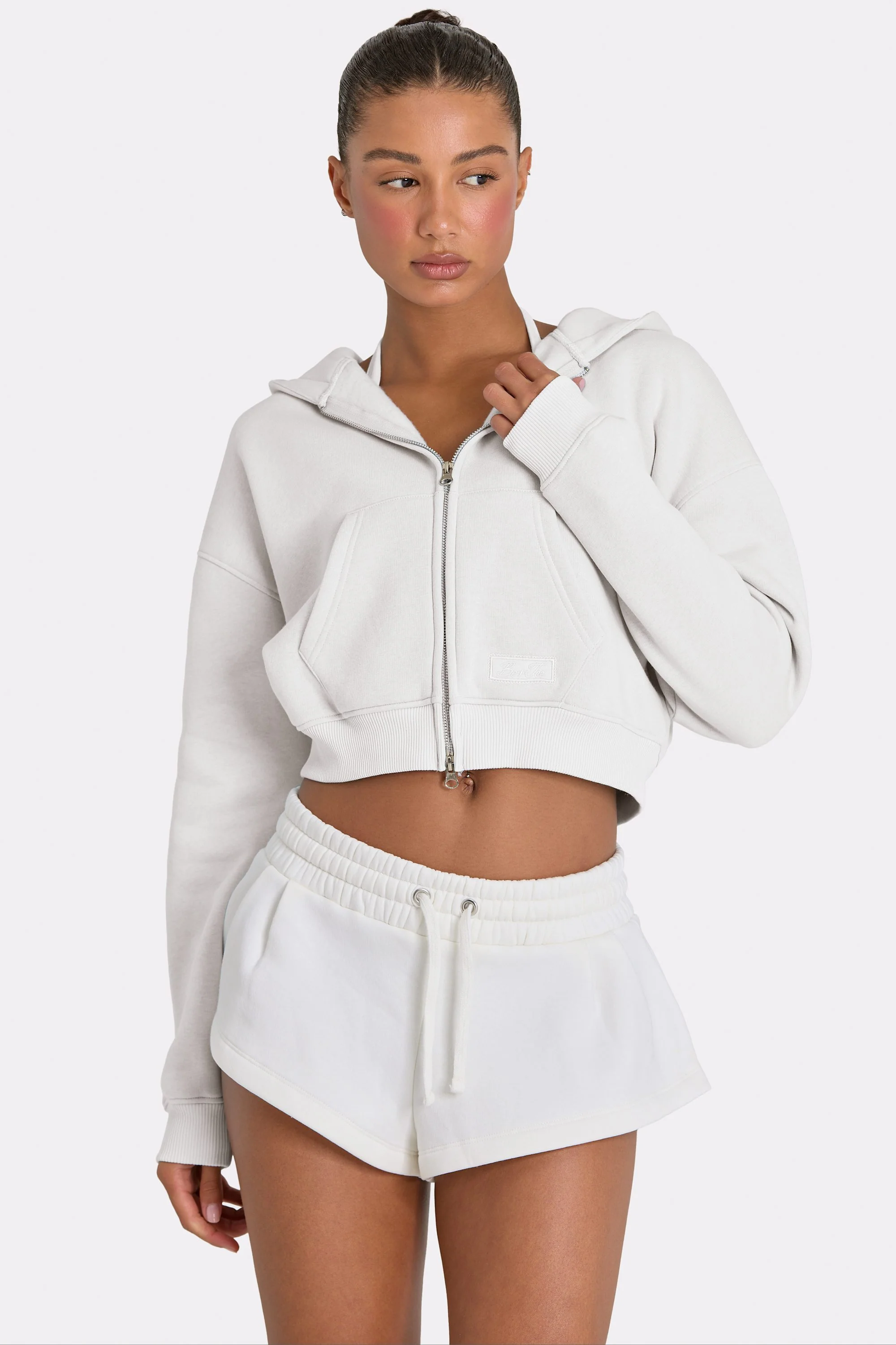 Oversized Zip-Up Hoodie in Coconut - Image 5