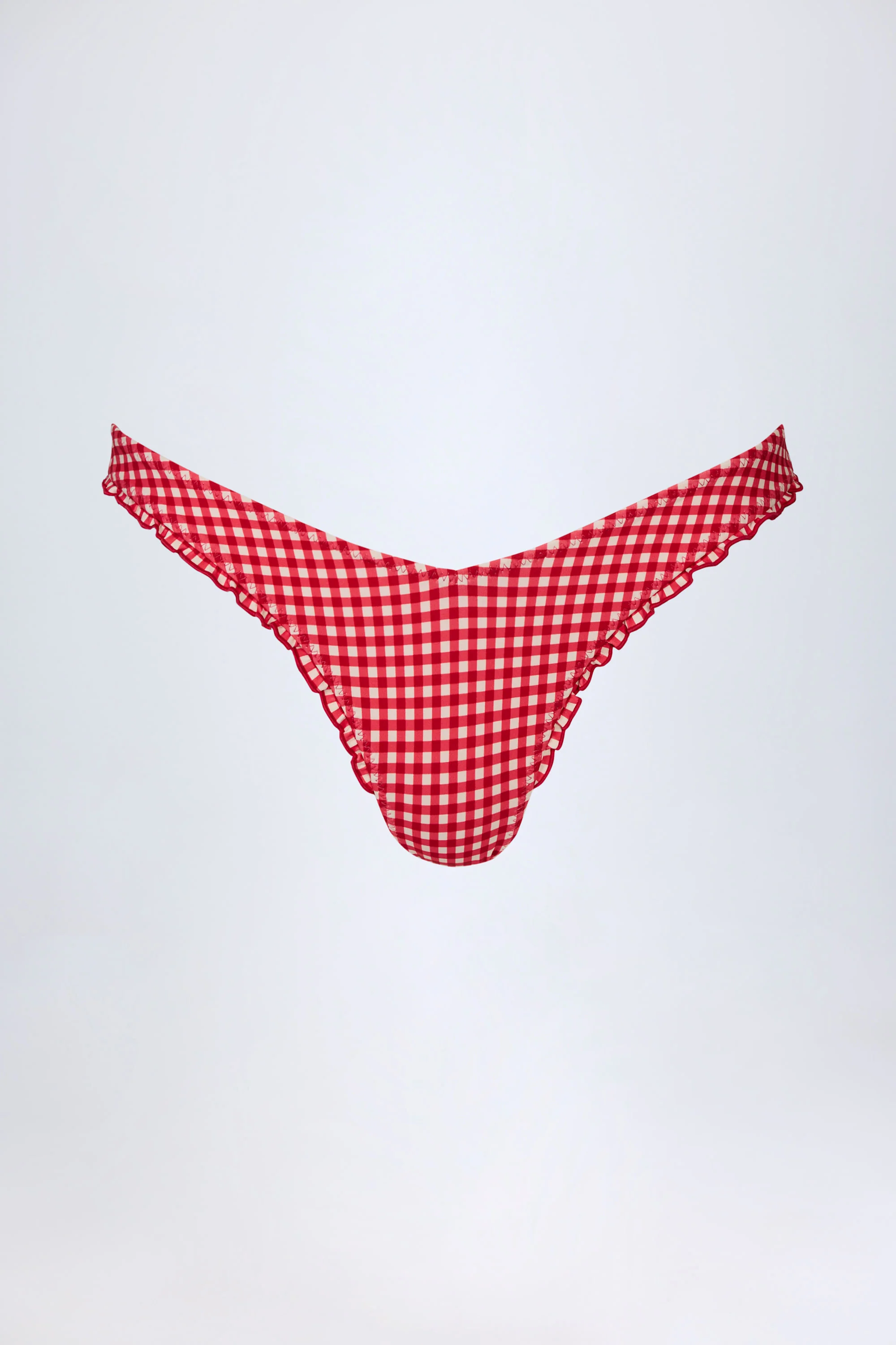 Ruffled Cheeky Bikini Bottoms in Red Gingham - Image 3