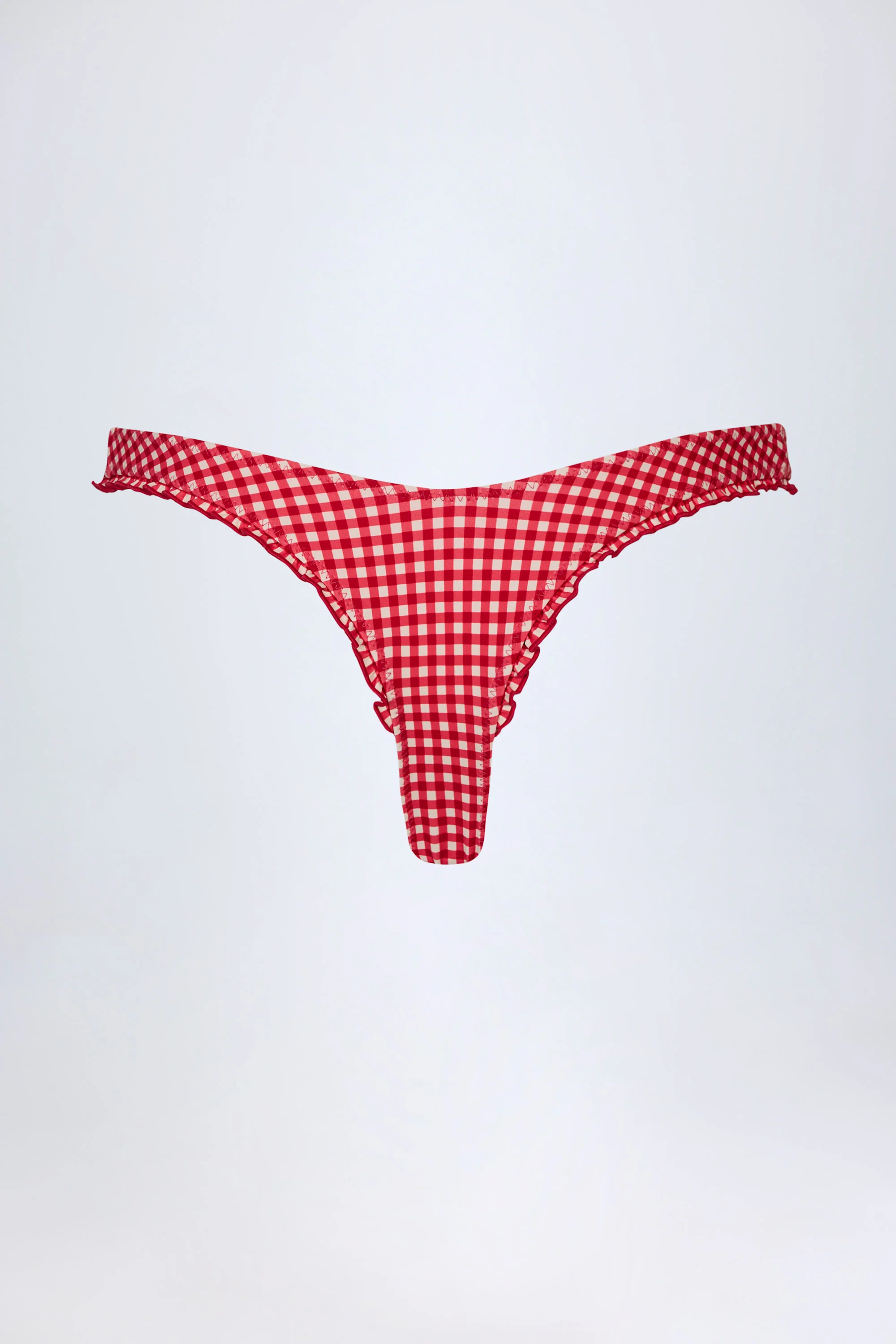 Ruffled Cheeky Bikini Bottoms in Red Gingham - Image 4
