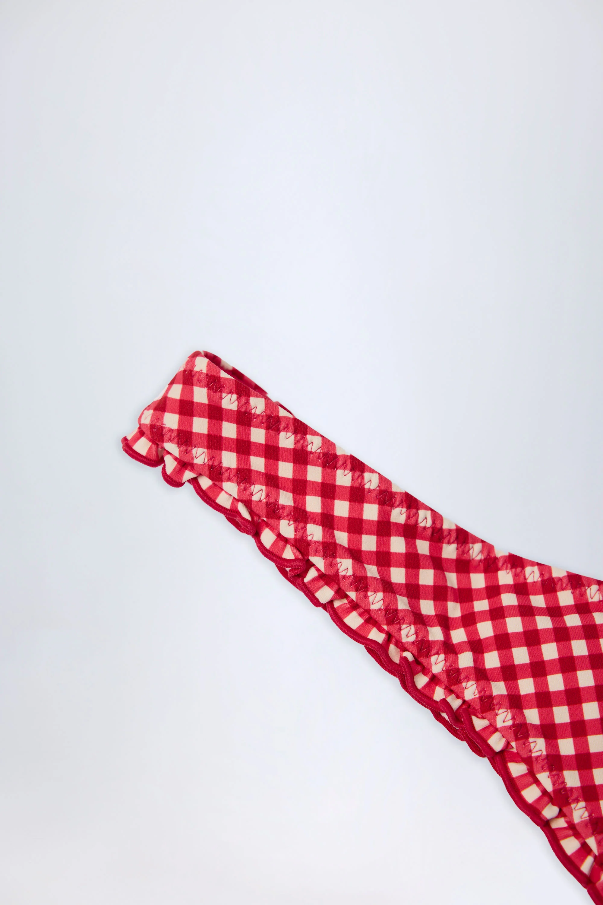 Ruffled Cheeky Bikini Bottoms in Red Gingham - Image 6