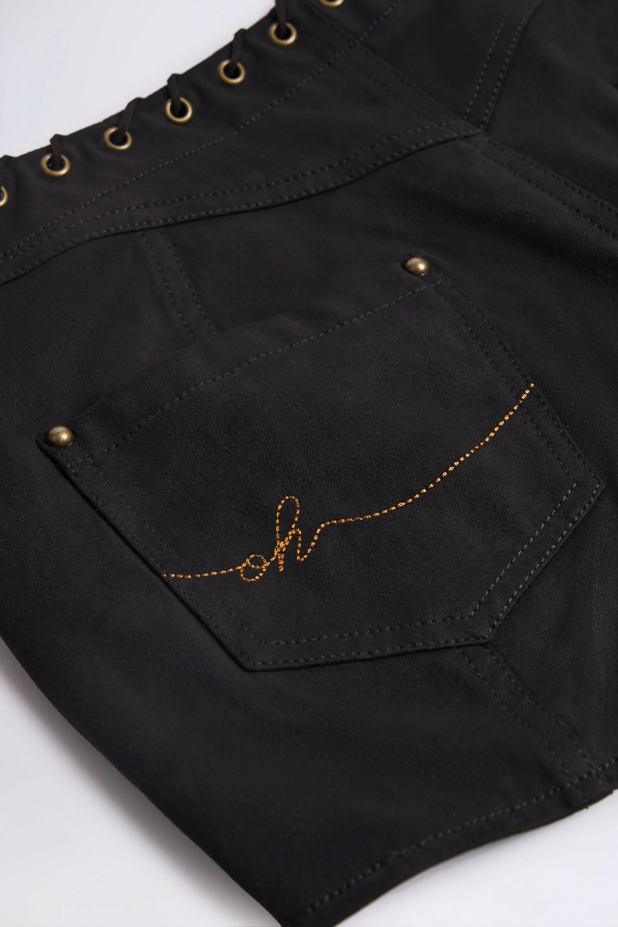 Lace-Up Mid-Rise Shorts in Black - Image 3