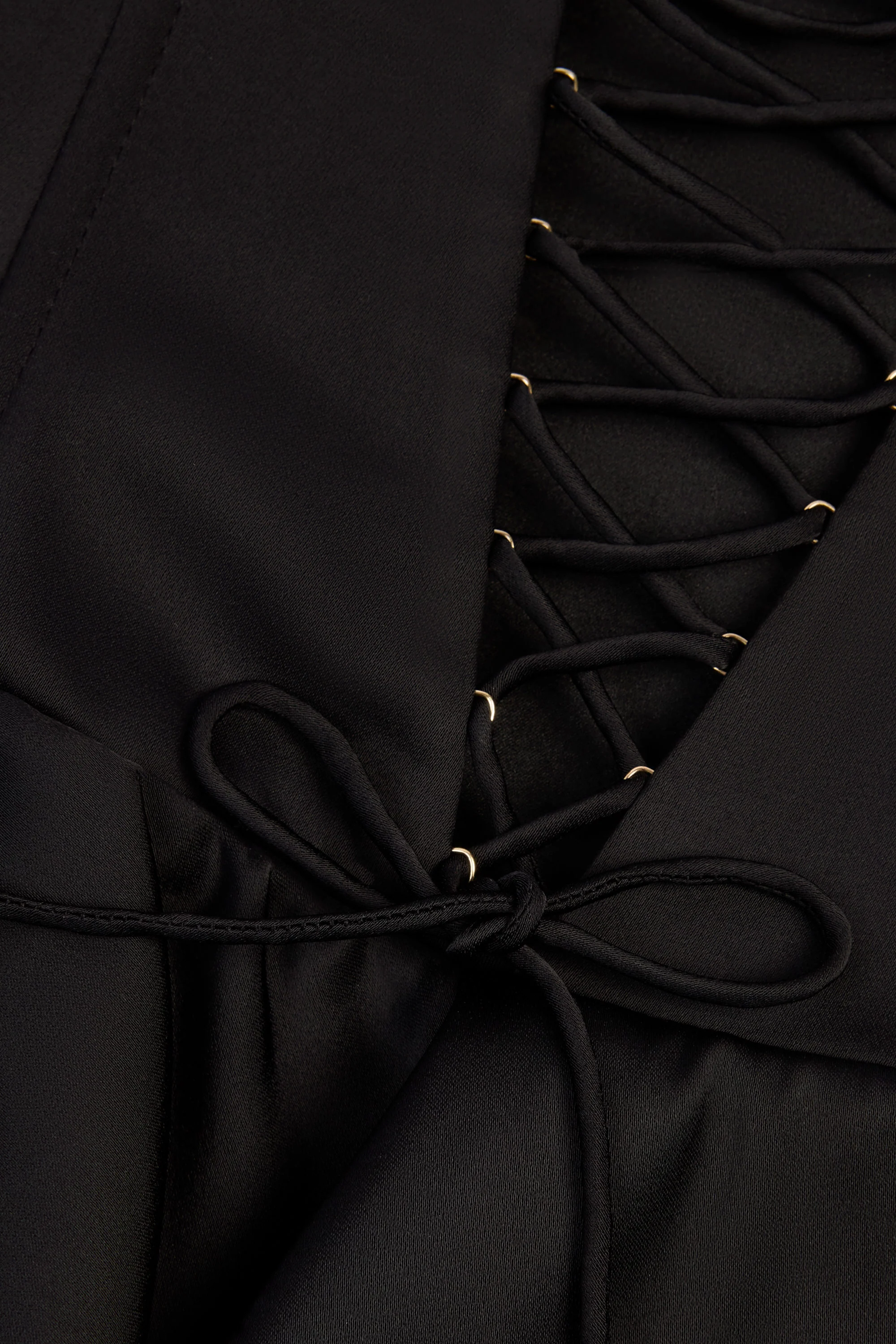 Ruffled Lace-Up Corset Playsuit in Black - Image 8