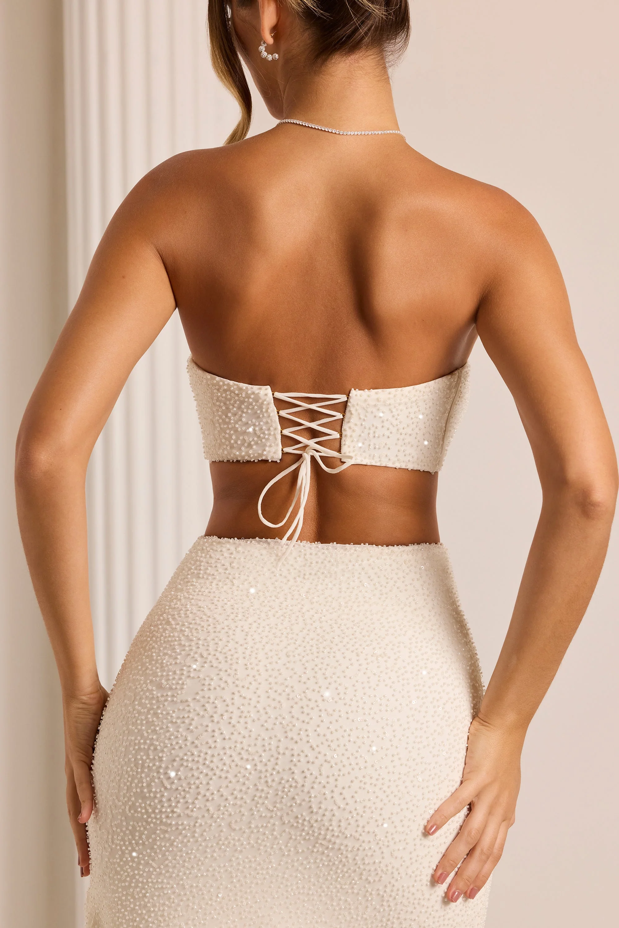 Embellished Cut Out Maxi Dress in White - Image 5