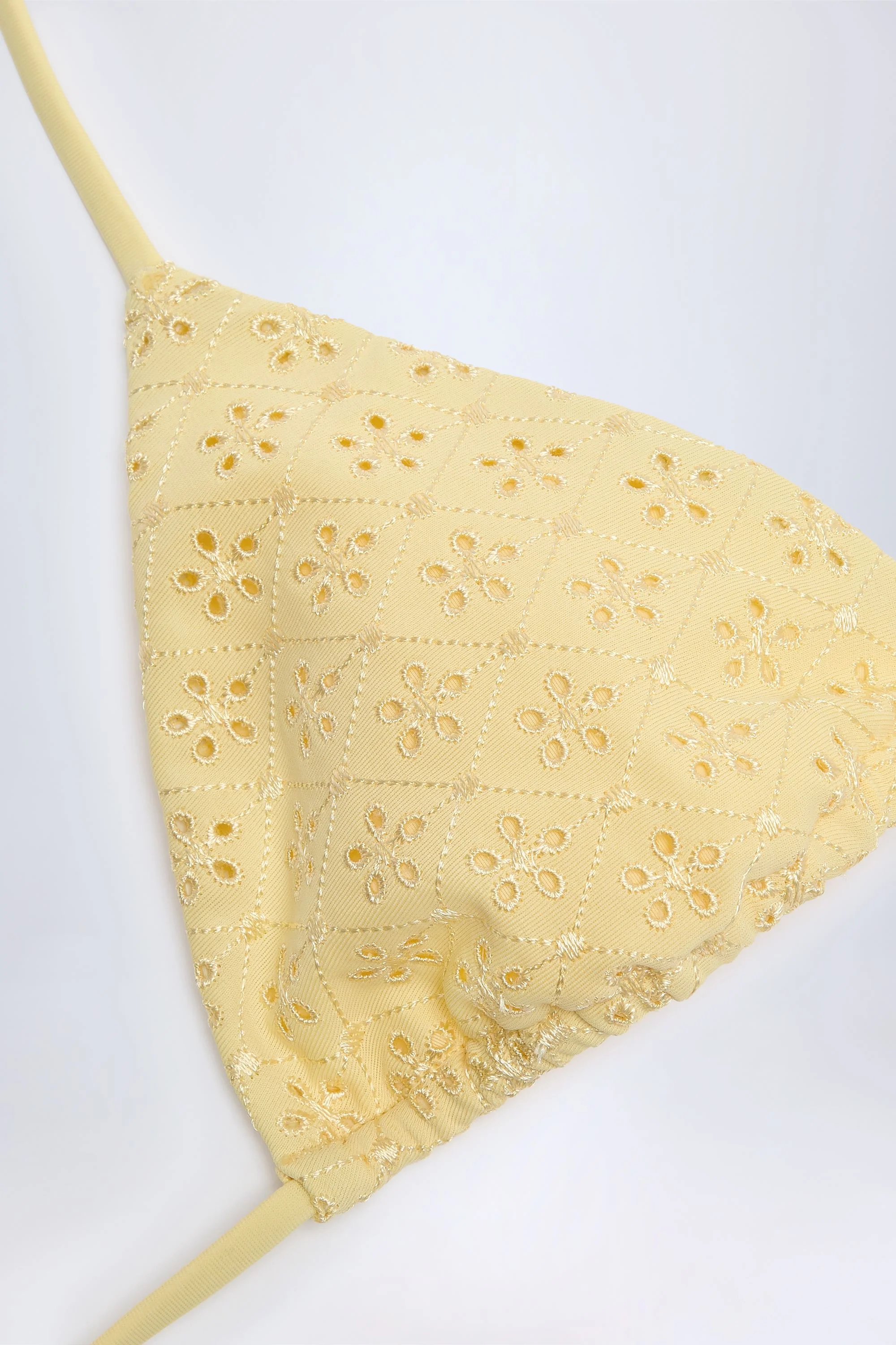 Broderie Anglaise Triangle Bikini Top in Lemon Yellow - Image 6
