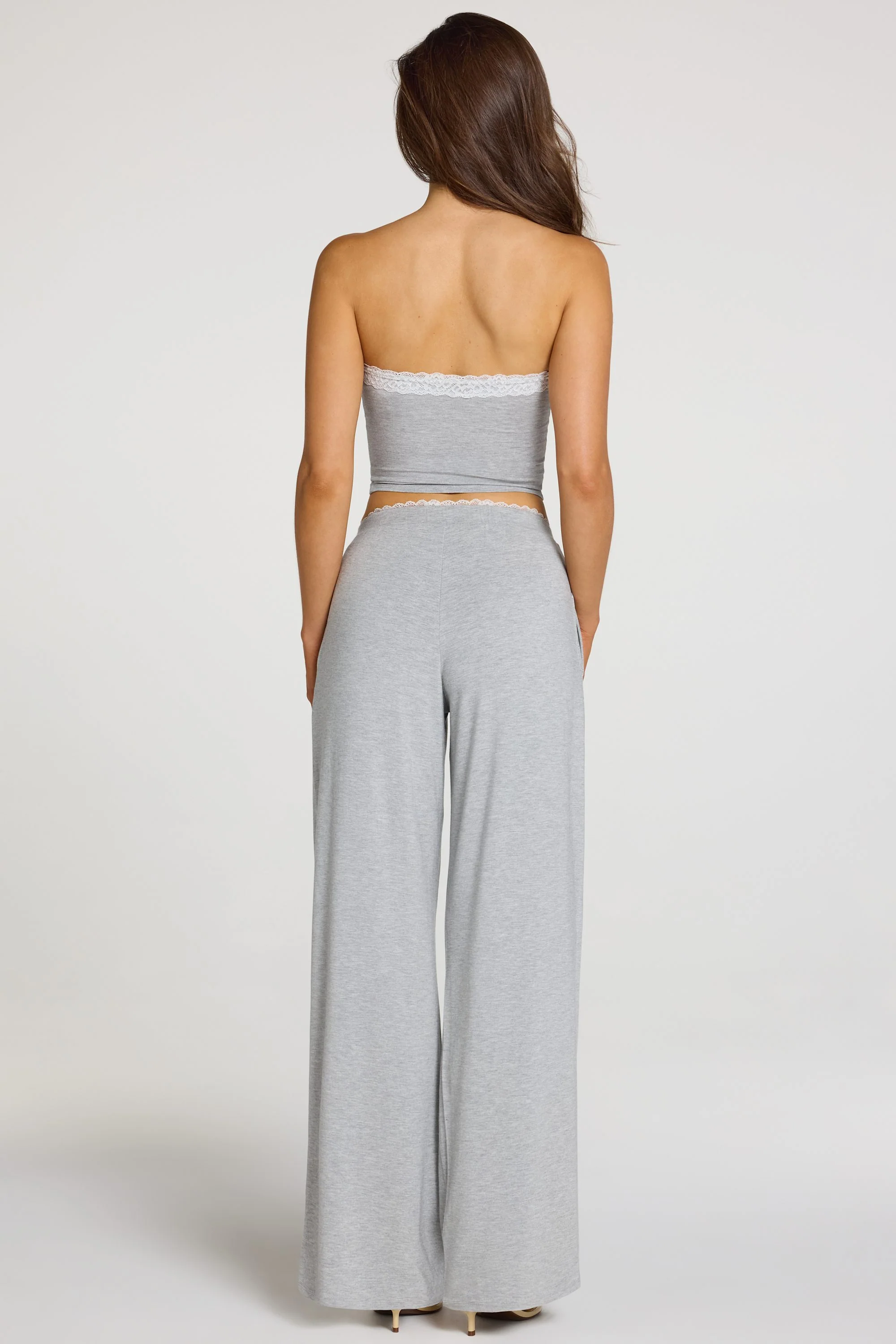 Modal Mid-Rise Wide-Leg Trousers in Grey Marl - Image 6