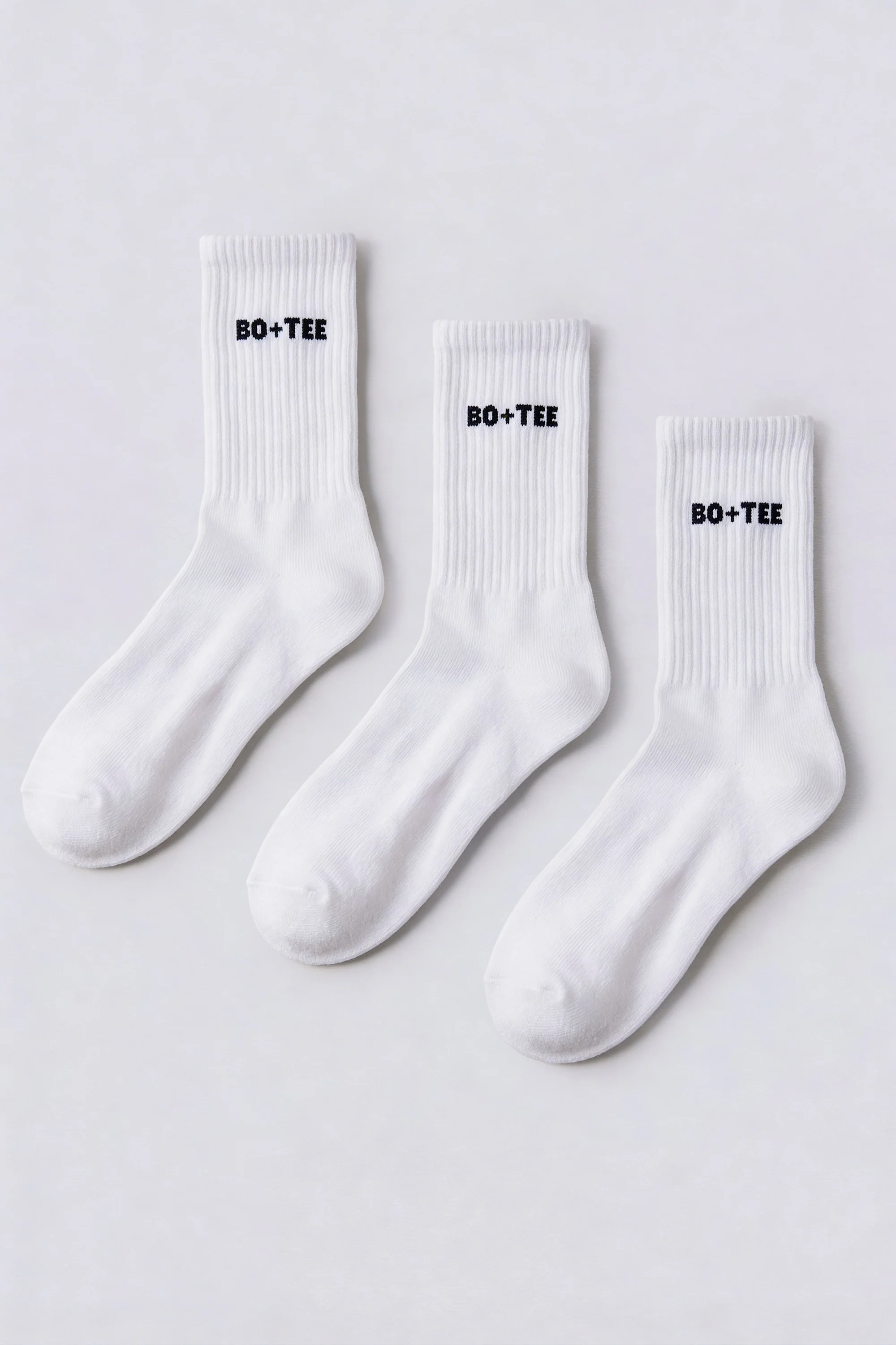 Ribbed Half-Crew 3-Pack Socks in White