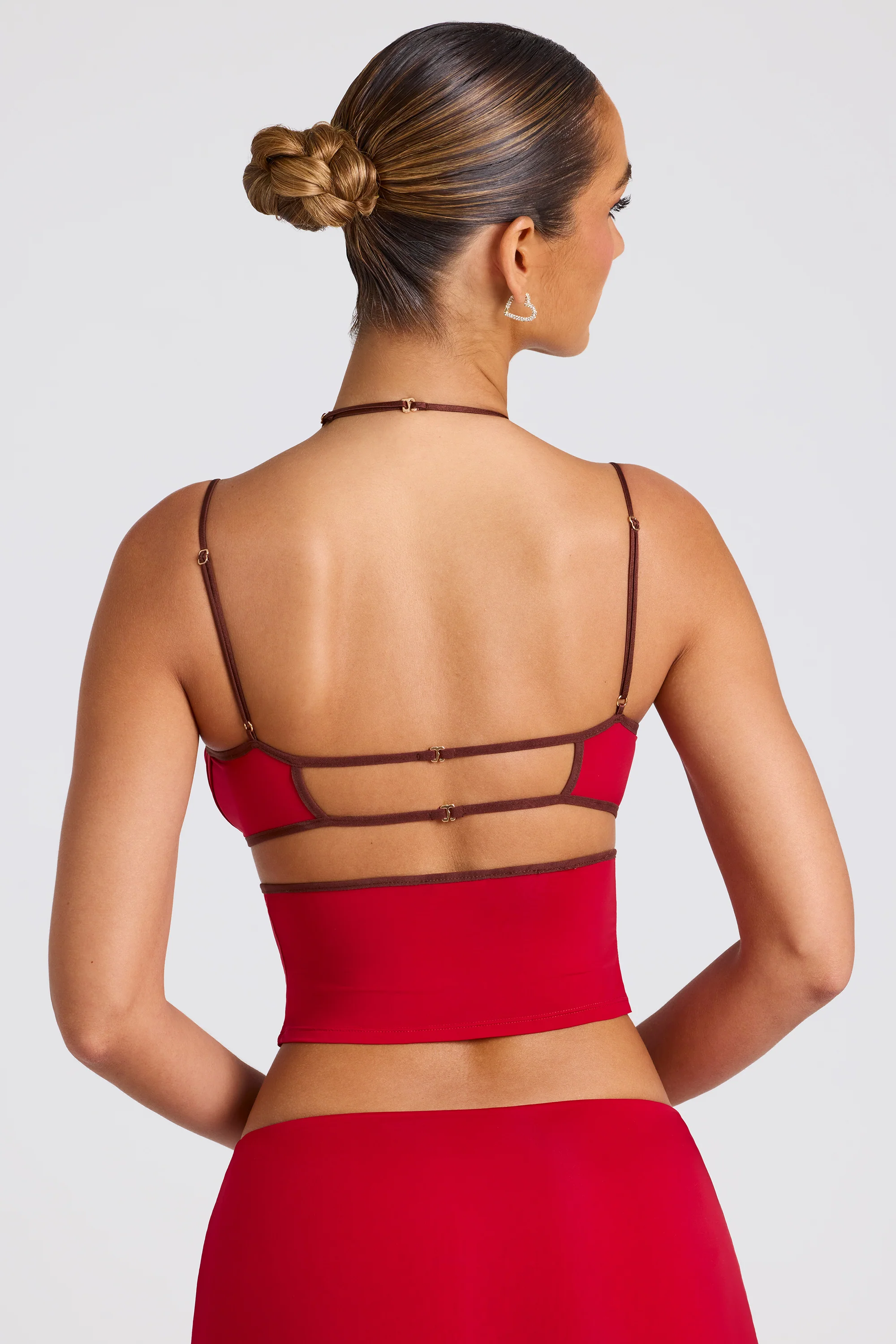 Contrast Binding Cami Top in Fire Red - Image 2