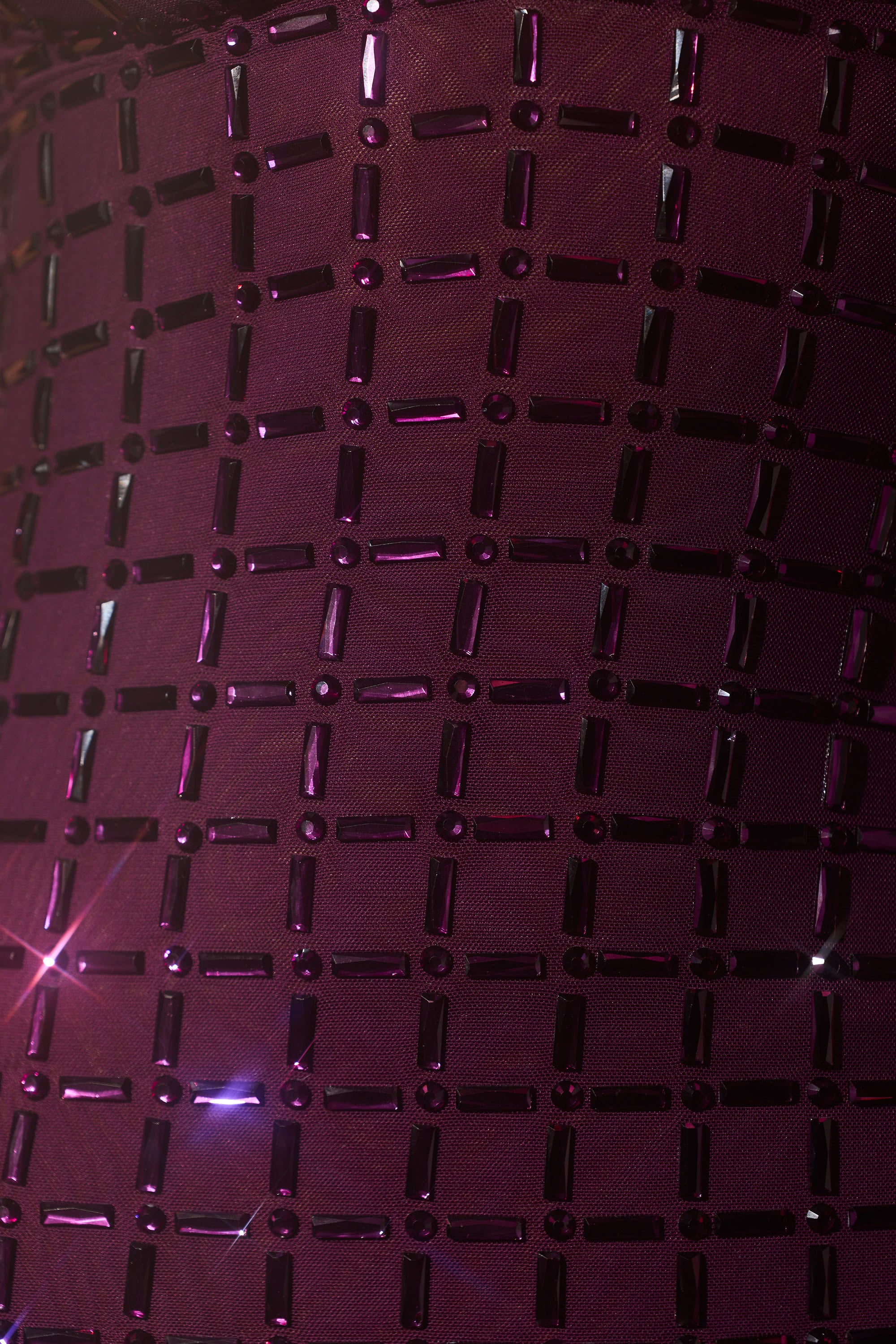 Embellished Plunge Semi-Sheer Mini Dress in Deep Purple - Image 5