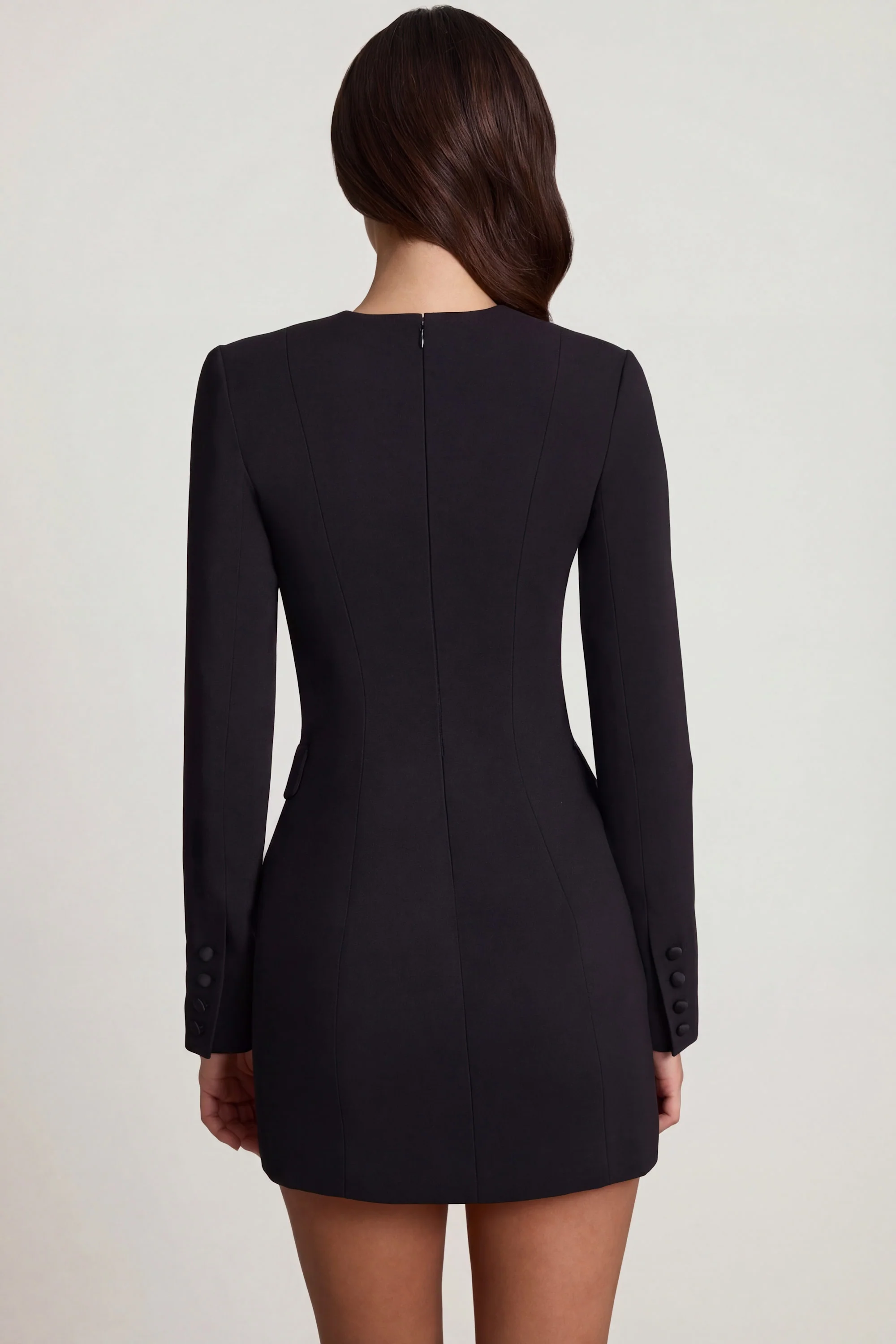 Structured Single-Breasted Blazer Mini Dress in Black - Image 2
