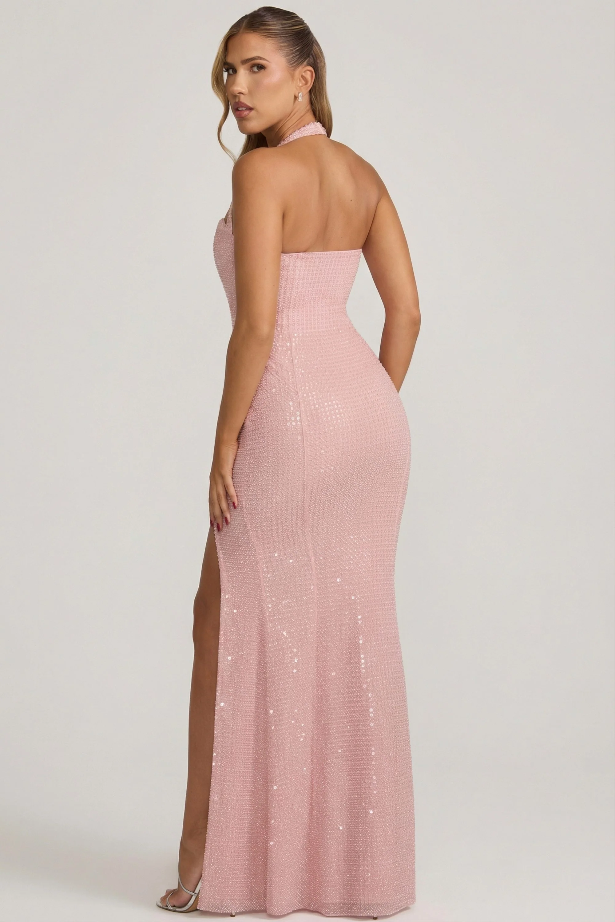 Embellished Halterneck Gown in Lavender Pink - Image 7