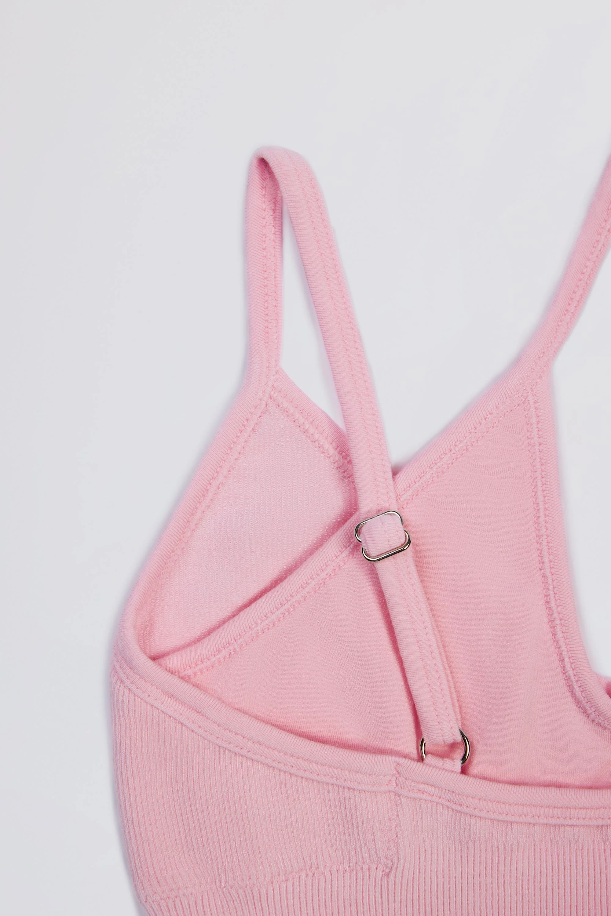 Seamless Soft Rib Crossover Sports Bra in Powder Pink - Image 6