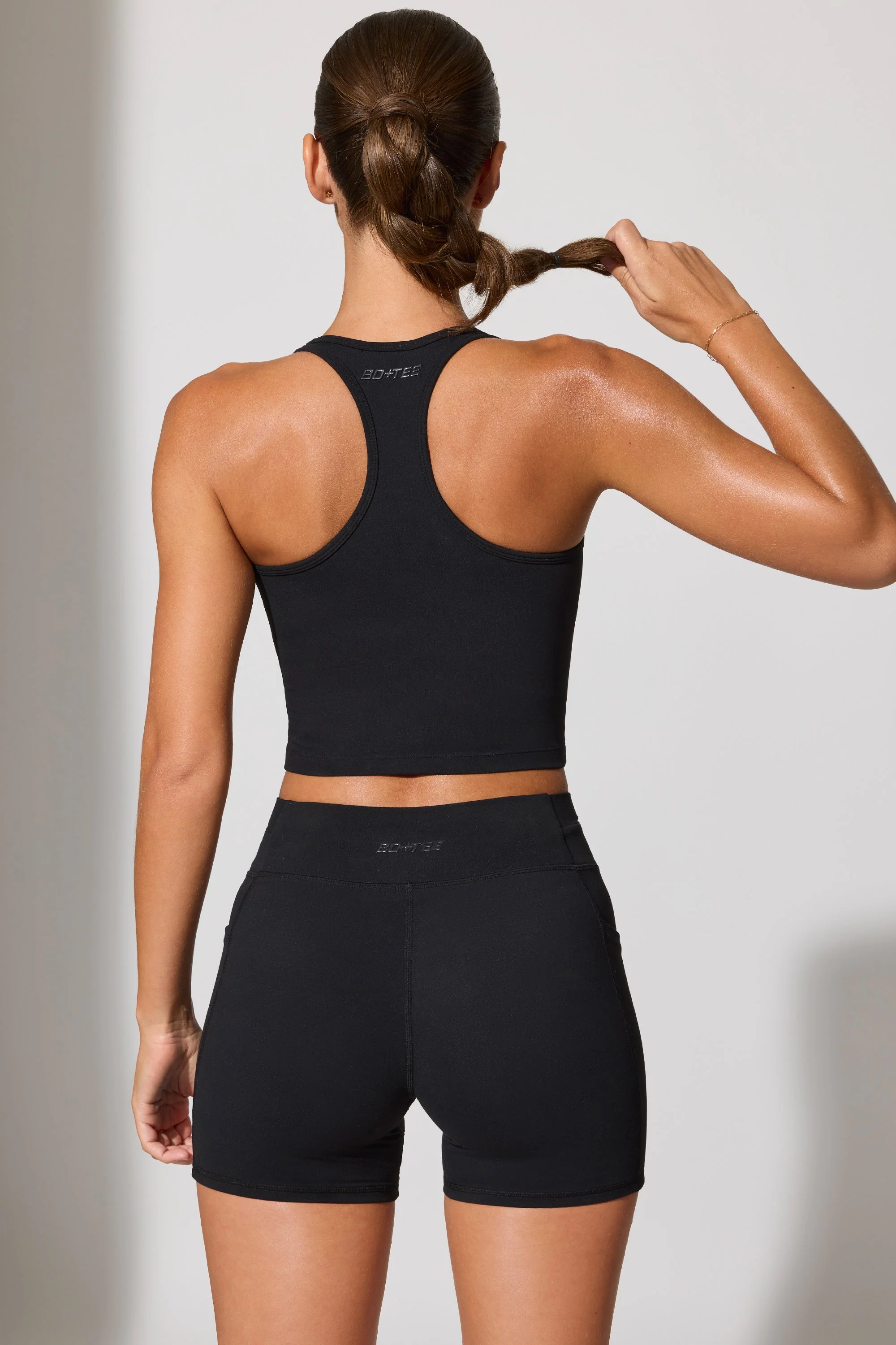 Twist Waist Mini Shorts with Pockets in Black - Image 2