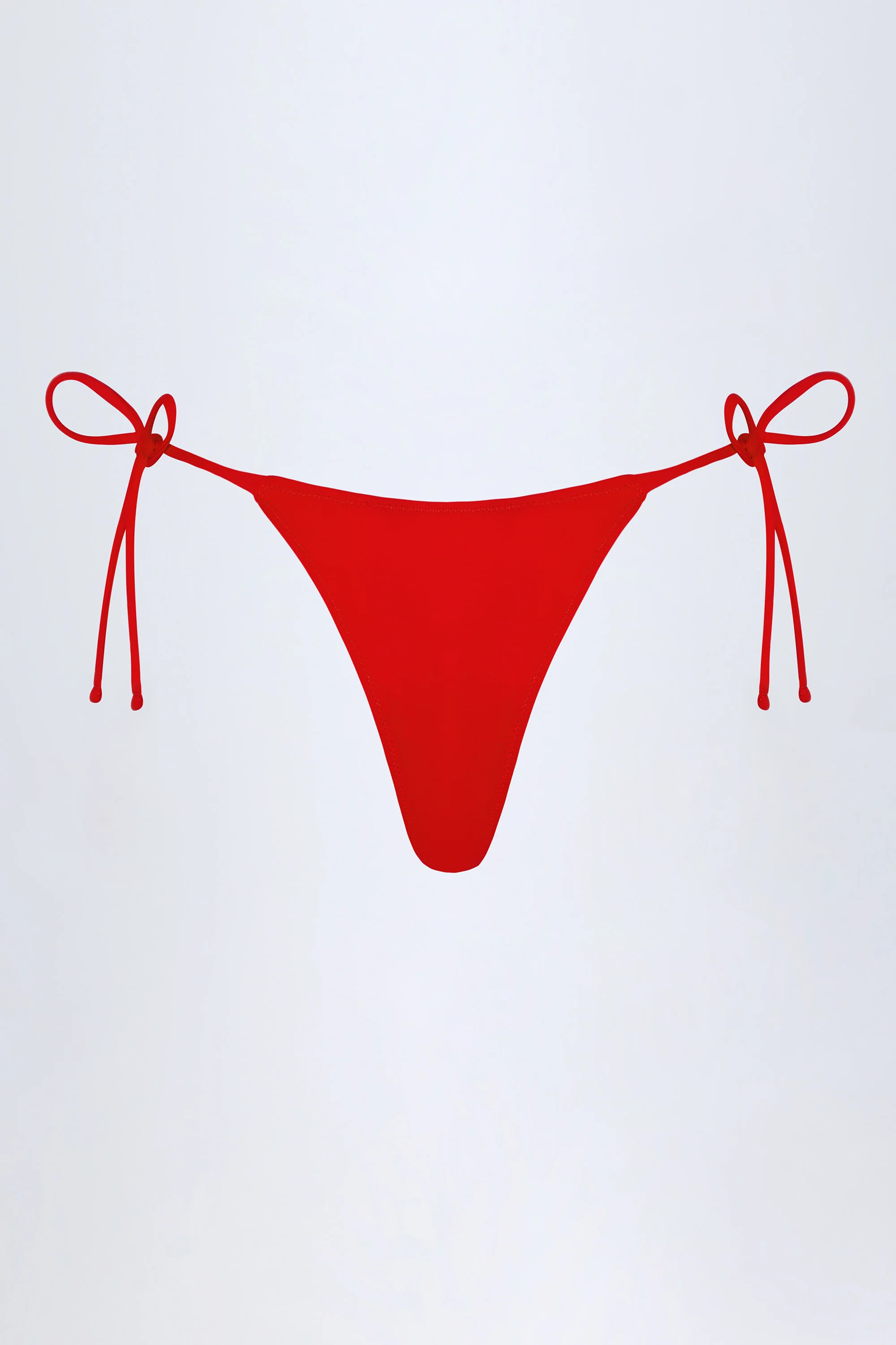Side-Tie Cheeky Bikini Bottoms in Fiery Red - Image 5