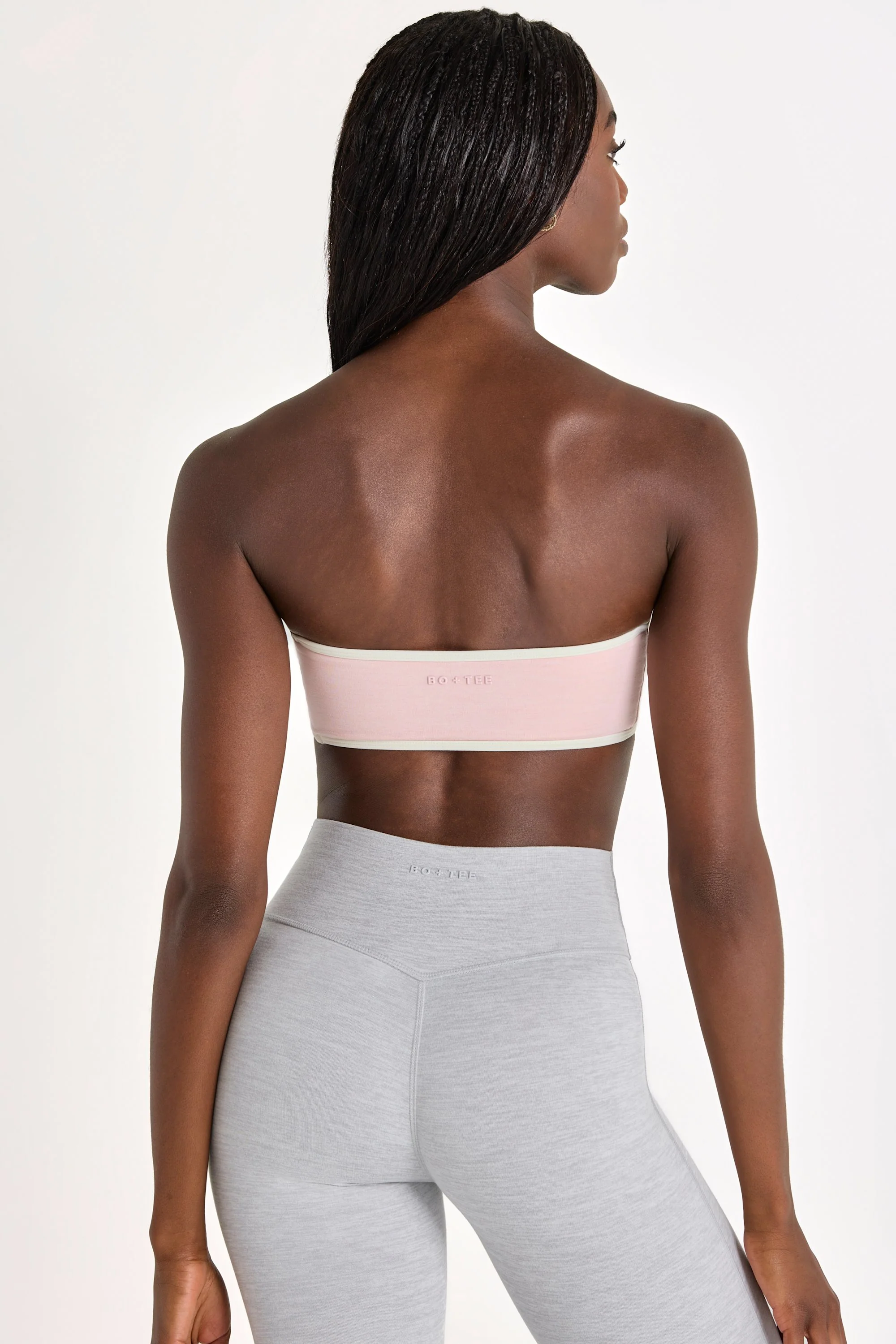 Soft Active Bandeau Sports Bra in Blush Marl - Image 2